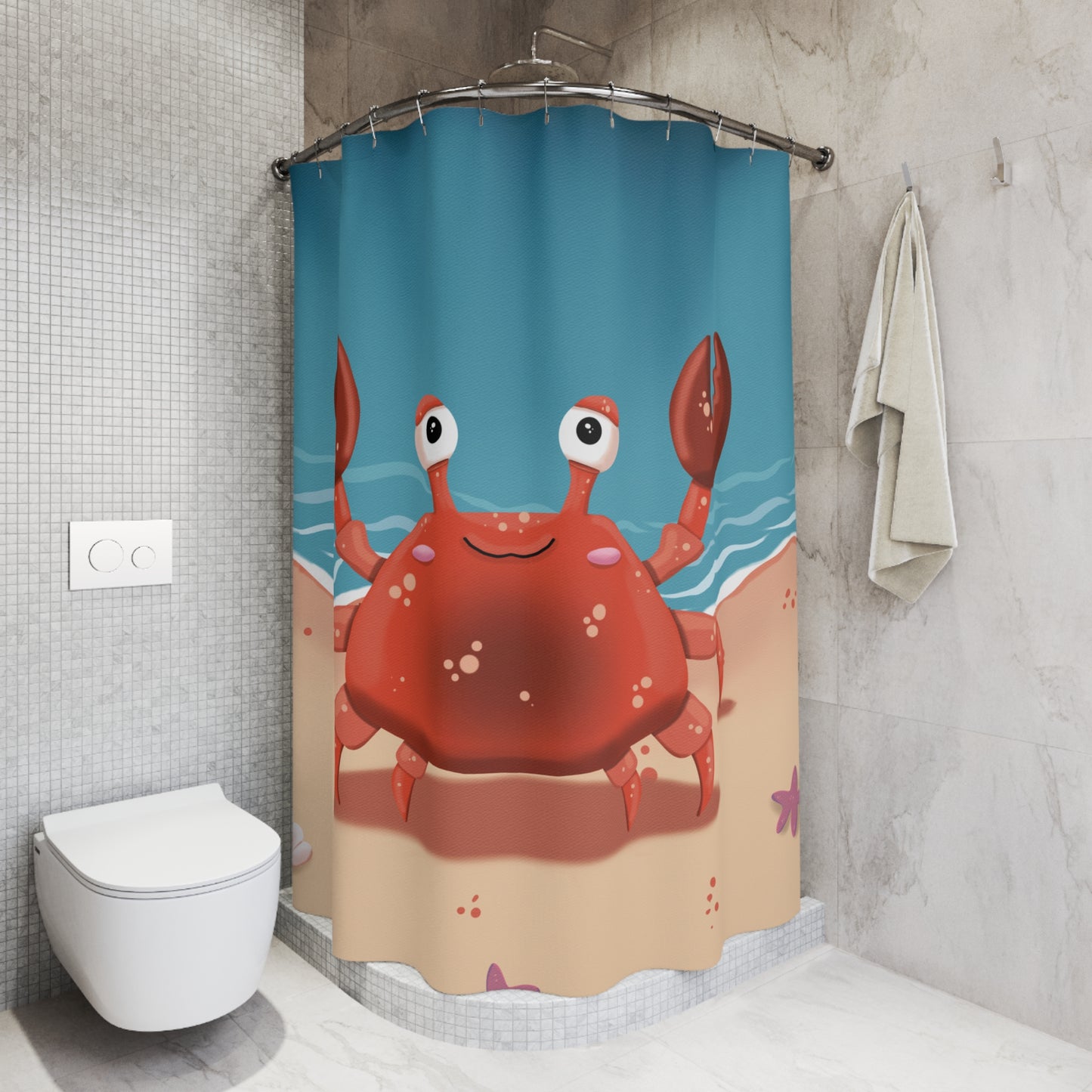Shower Curtains - Beachside Pincher Crab Artwork