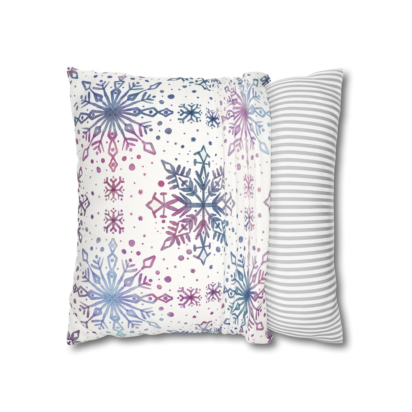 Pillowcase Watercolor Snowflake Design - Blue, Pink and Purple
