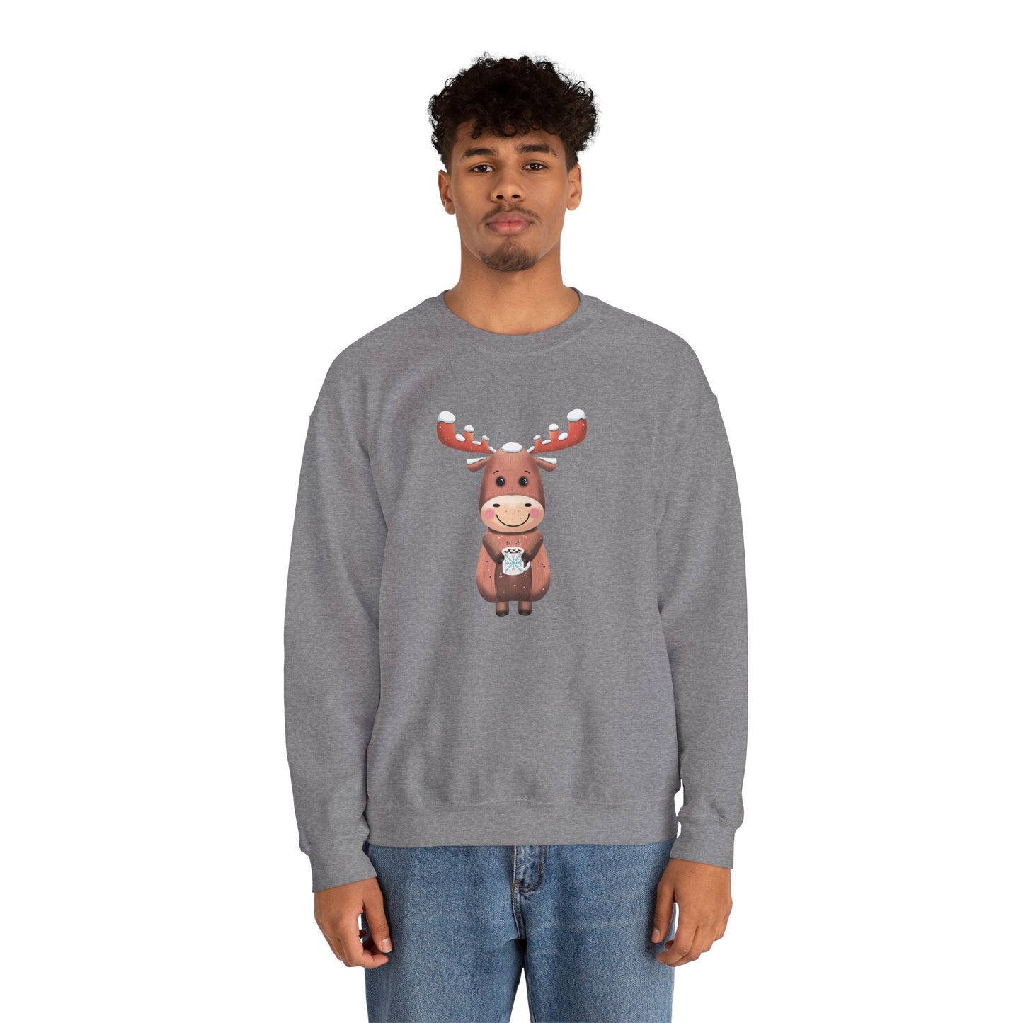 Moose Hot Chocolate Crewneck Sweatshirt by Anndria