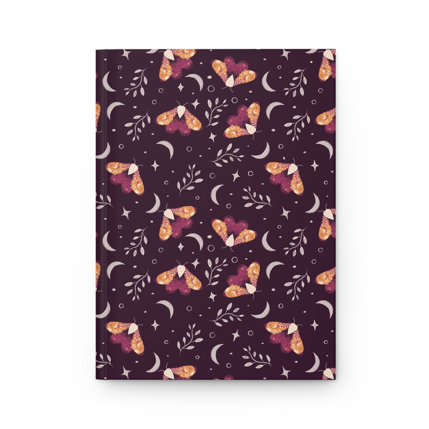 Hardcover Journal Witchy Moth Orange Design by Anndria