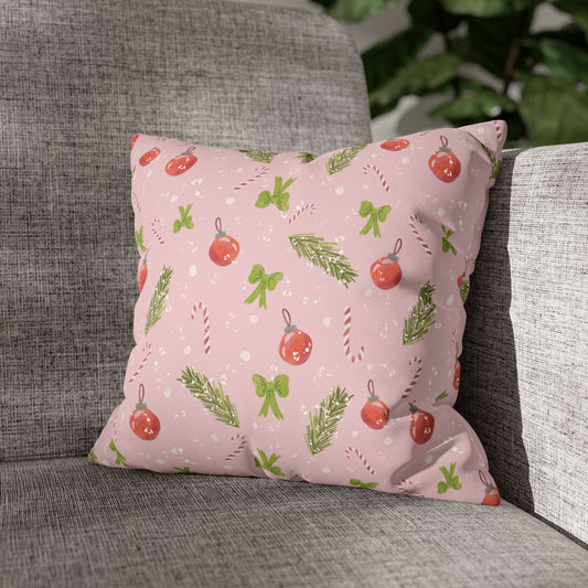 Pillowcase Watercolor Christmas Trim Pattern - Pink