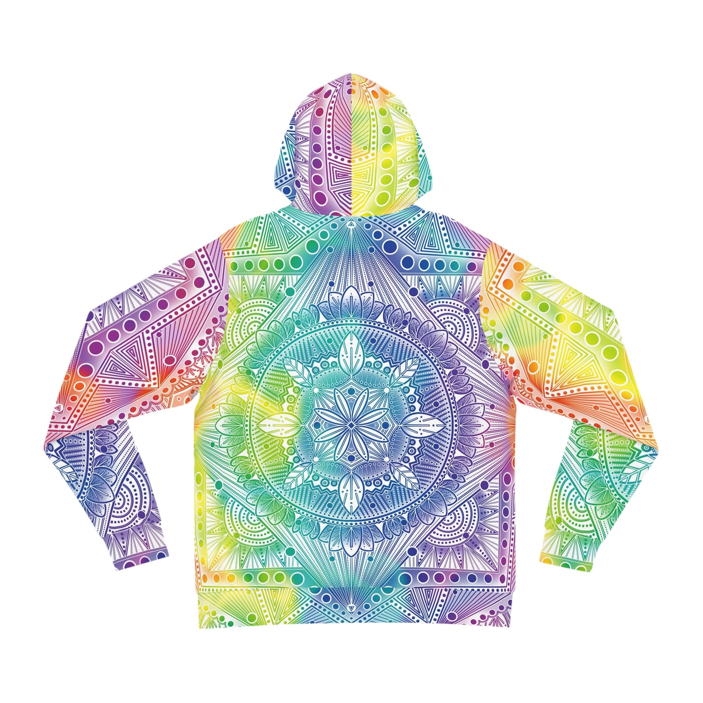 Mandala Hoodie, Holographic Rainbow Psychedelic Artwork by Anndria, Festival Fashion, Colorful Sweatshirt, Boho Clothing, Trippy Hooded Top,