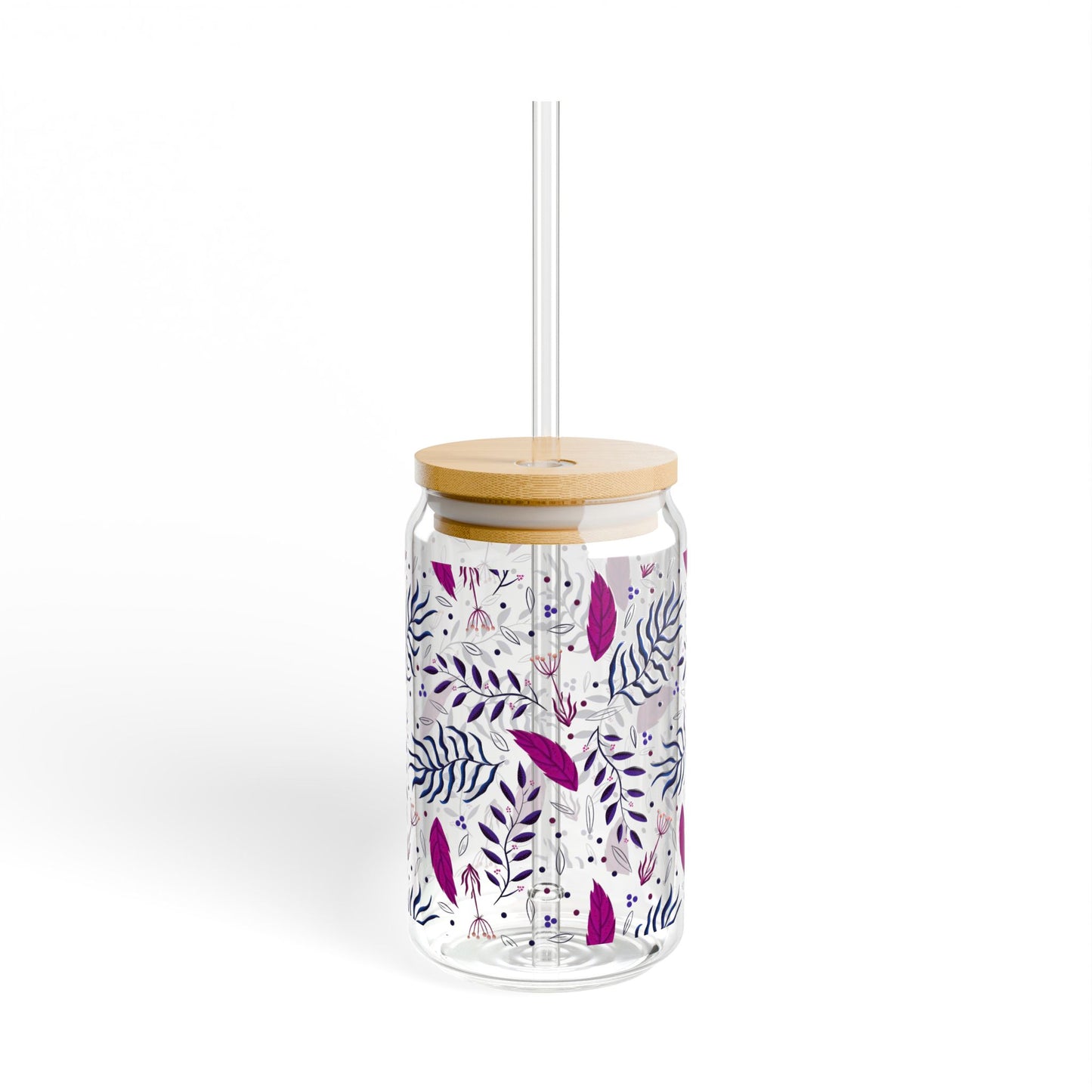 Sipper Glass - Midnight Purple Forest Design 16oz