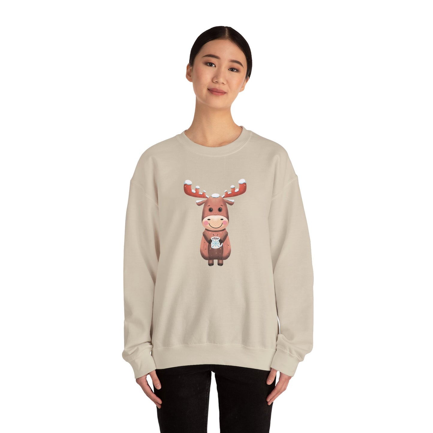 Moose Hot Chocolate Crewneck Sweatshirt by Anndria