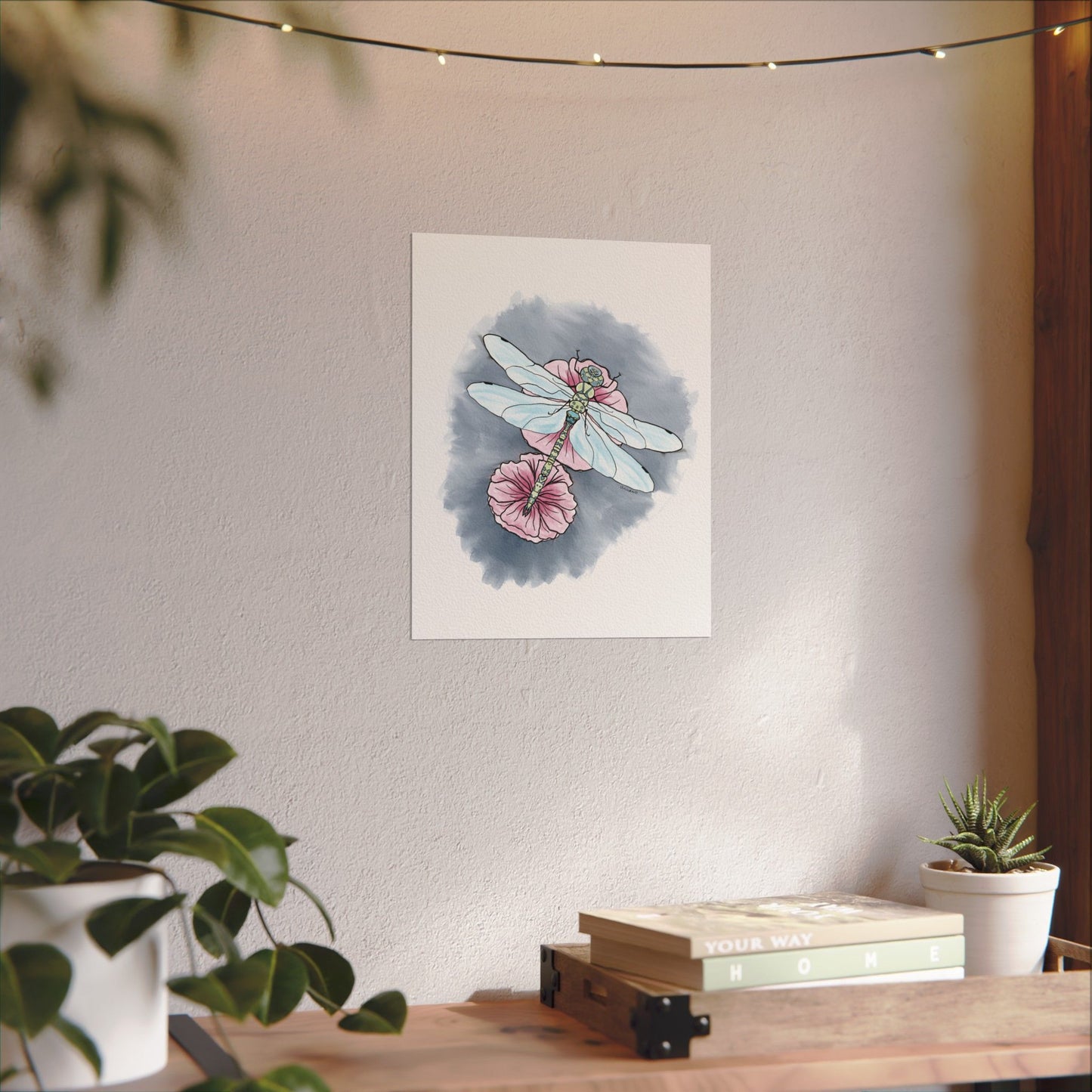 Matte Poster, Dragonfly Art Print, Textured Watercolor Wall Decor, Anndria Illustration, Unique Nature Art, Insect Drawing, Home Office