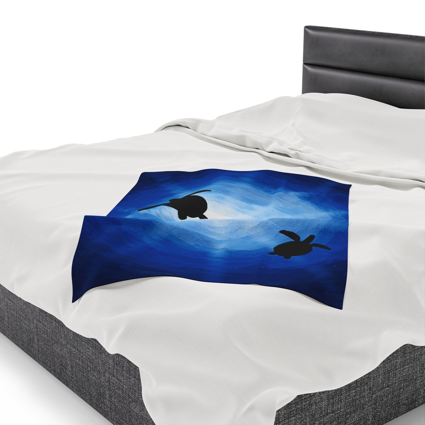 Plush Blanket - Sea Turtles Swimming Through Sun Rays Drawn by Anndria