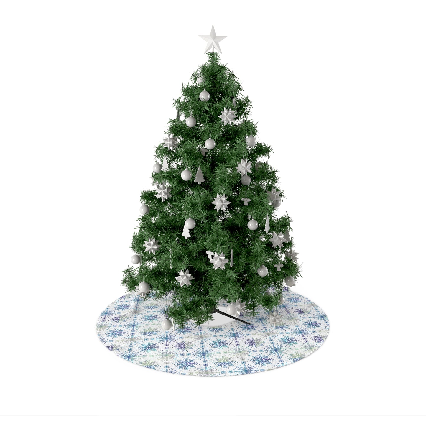 Tree Skirt - Watercolor Snowflake design by Anndria - Frosty teal, purple and green