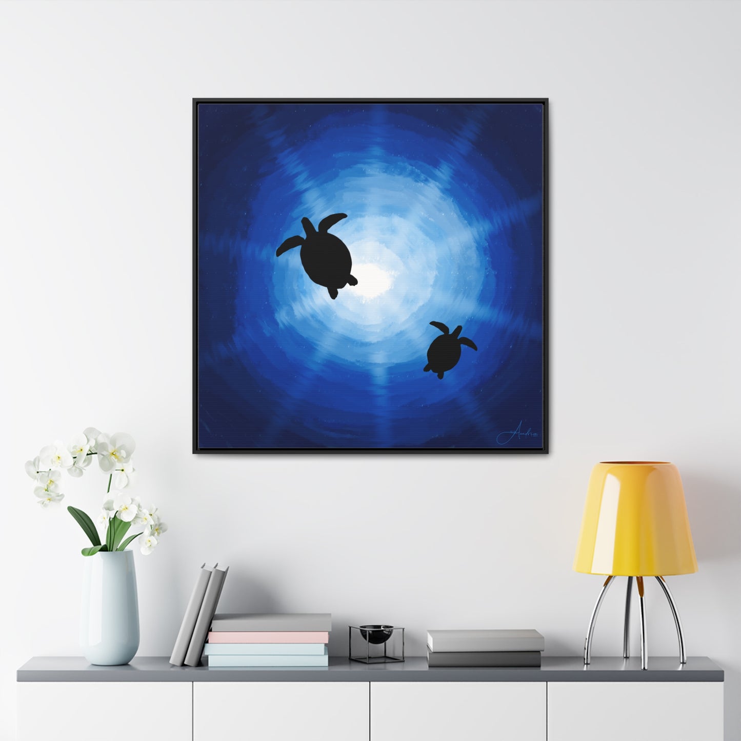 Canvas Wraps, Rays of Sun and Sea Turtles, Hand Drawn by Anndria