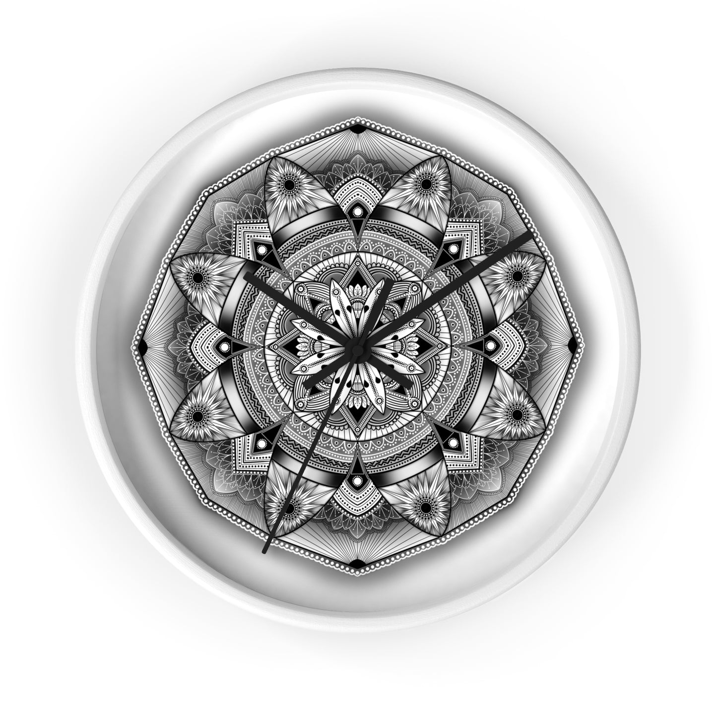 Mandala Wall Clock, Black and White Boho Home Decor, Unique Mandala Artwork, Modern Wall Clock, Mandala Design Decor, Mandala Clock