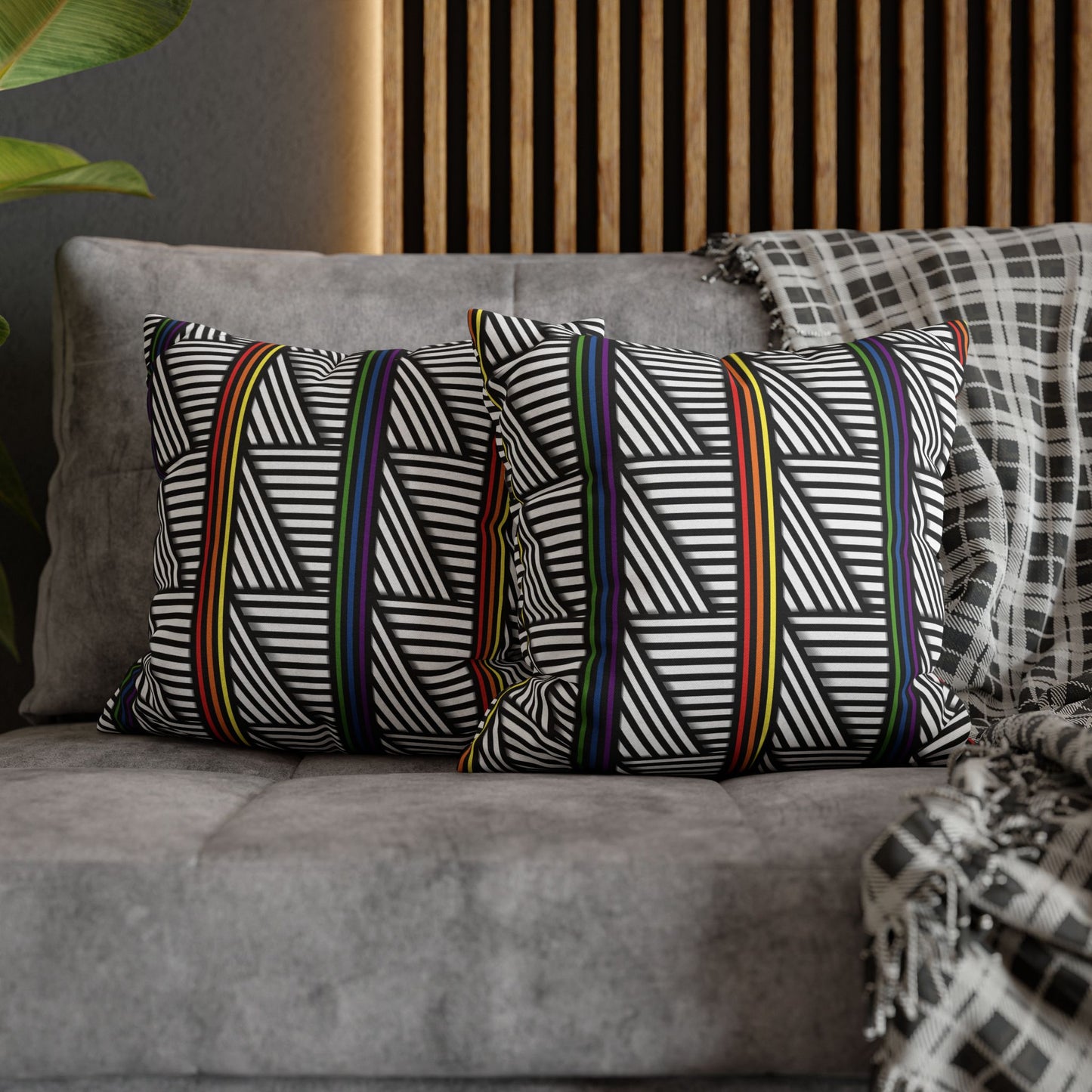 Geometric Striped Pride Pillowcase - Modern Home Décor, Stylish Accent for Living Room