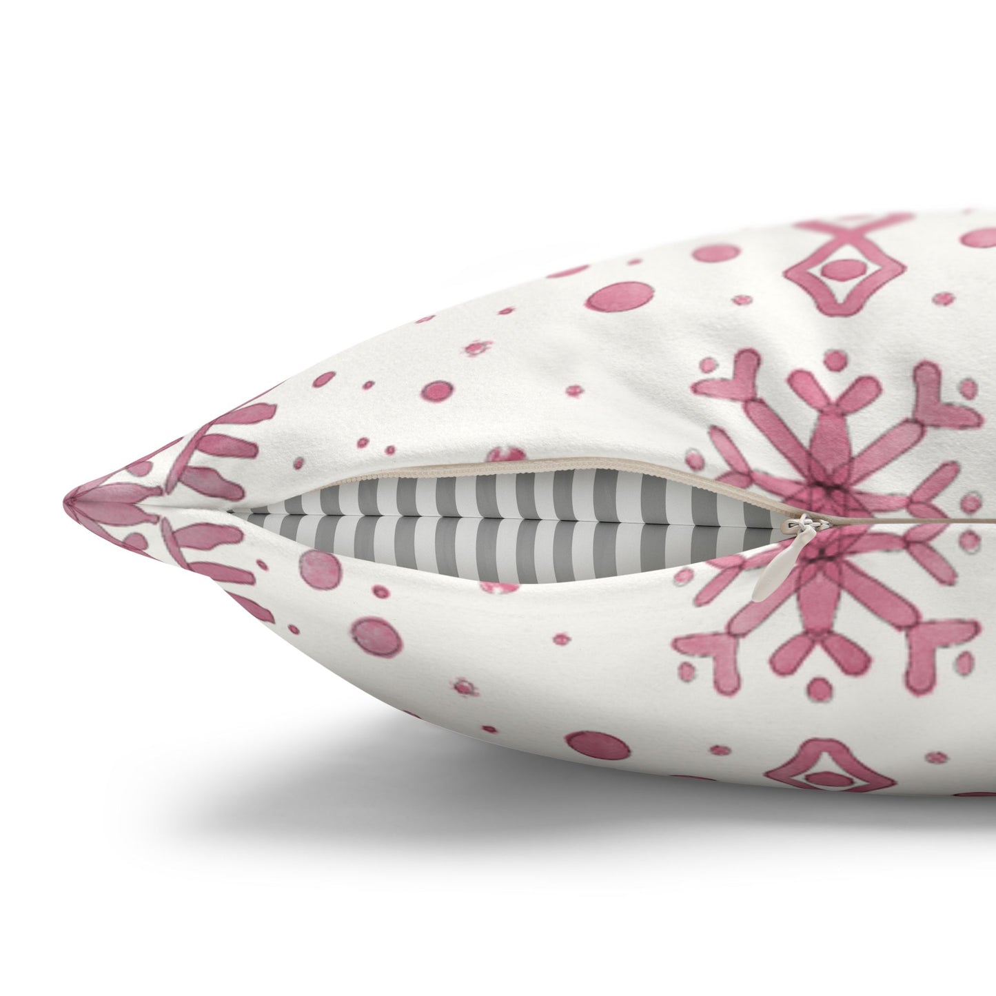 Pillowcase Watercolor Snowflake Design - Pink and White