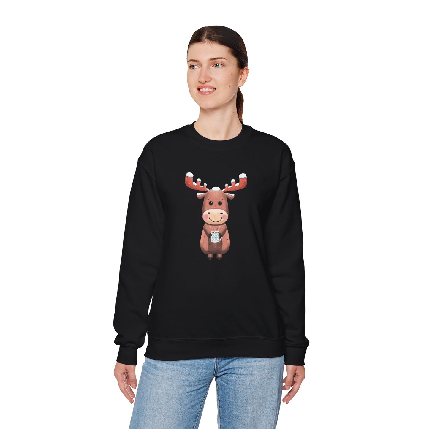 Moose Hot Chocolate Crewneck Sweatshirt by Anndria