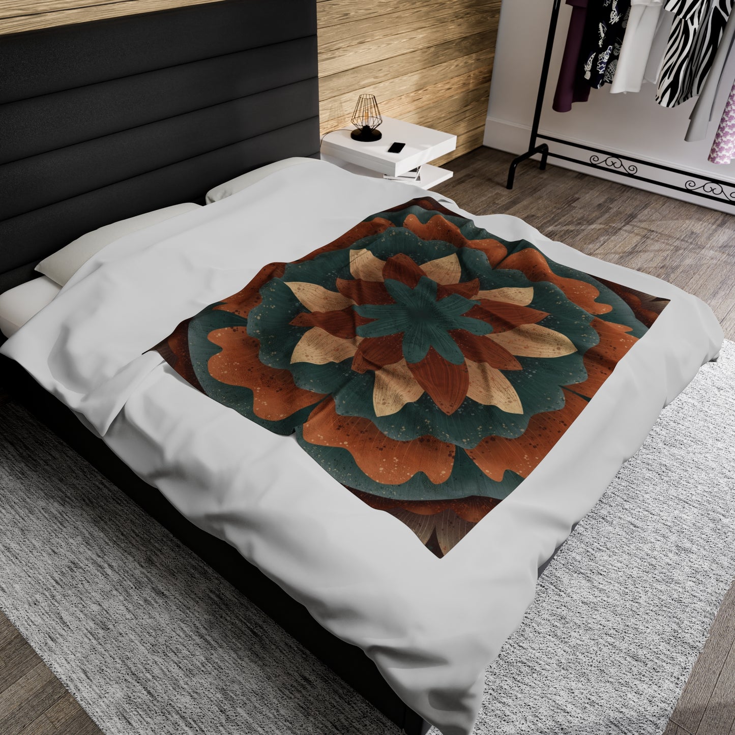 Velveteen Plush Blanket, Harvest Harmony Mandala Artwork by Anndria, Fall Vibes, Cozy Home Decor, Gift for Nature Lovers, Boho Chic Throw