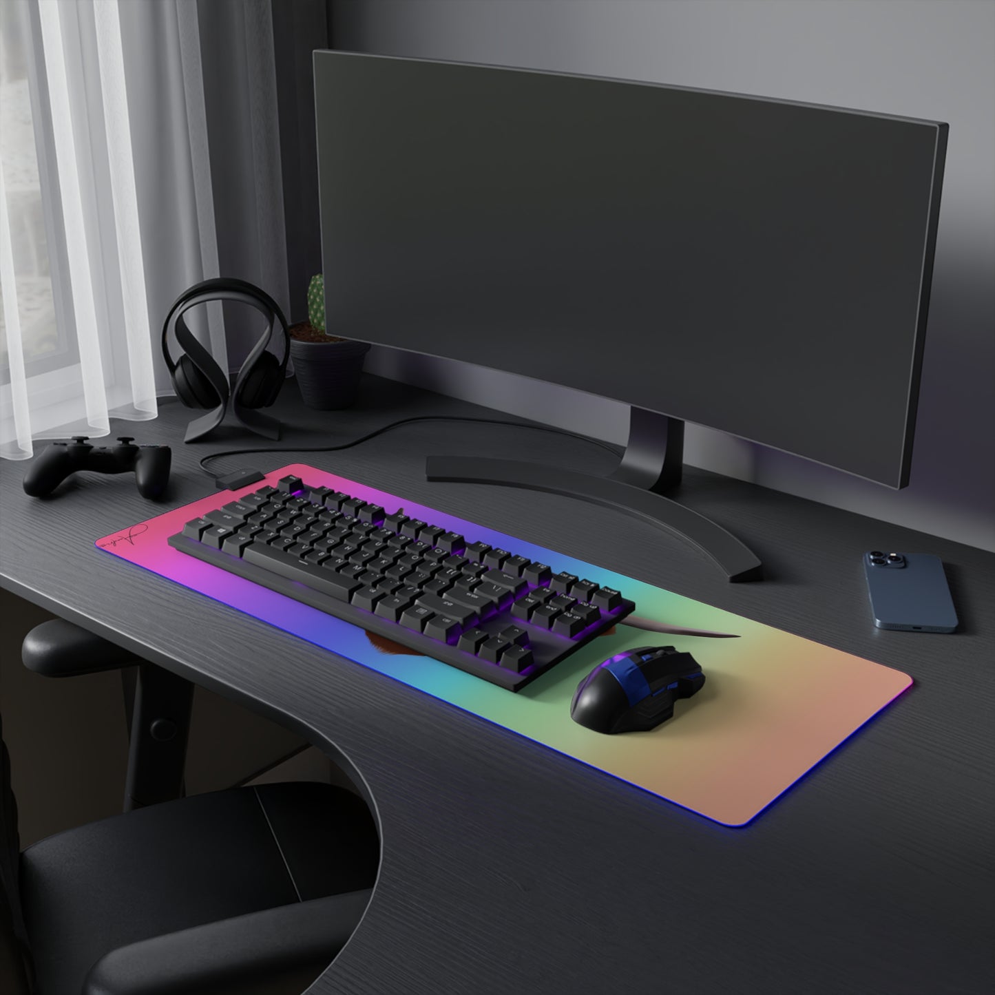 Colorful Highland Cow LED Gaming Mouse Pad - Vibrant Desk Accessory for Gamers