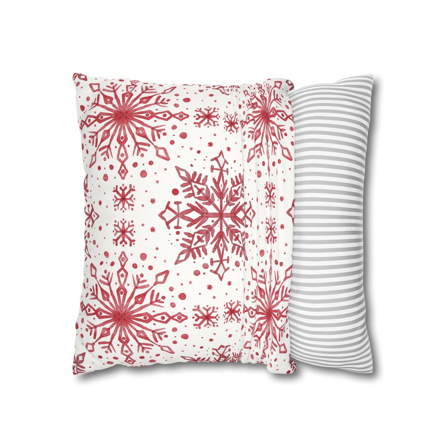 Pillowcase Watercolor Snowflake Design - Red and White