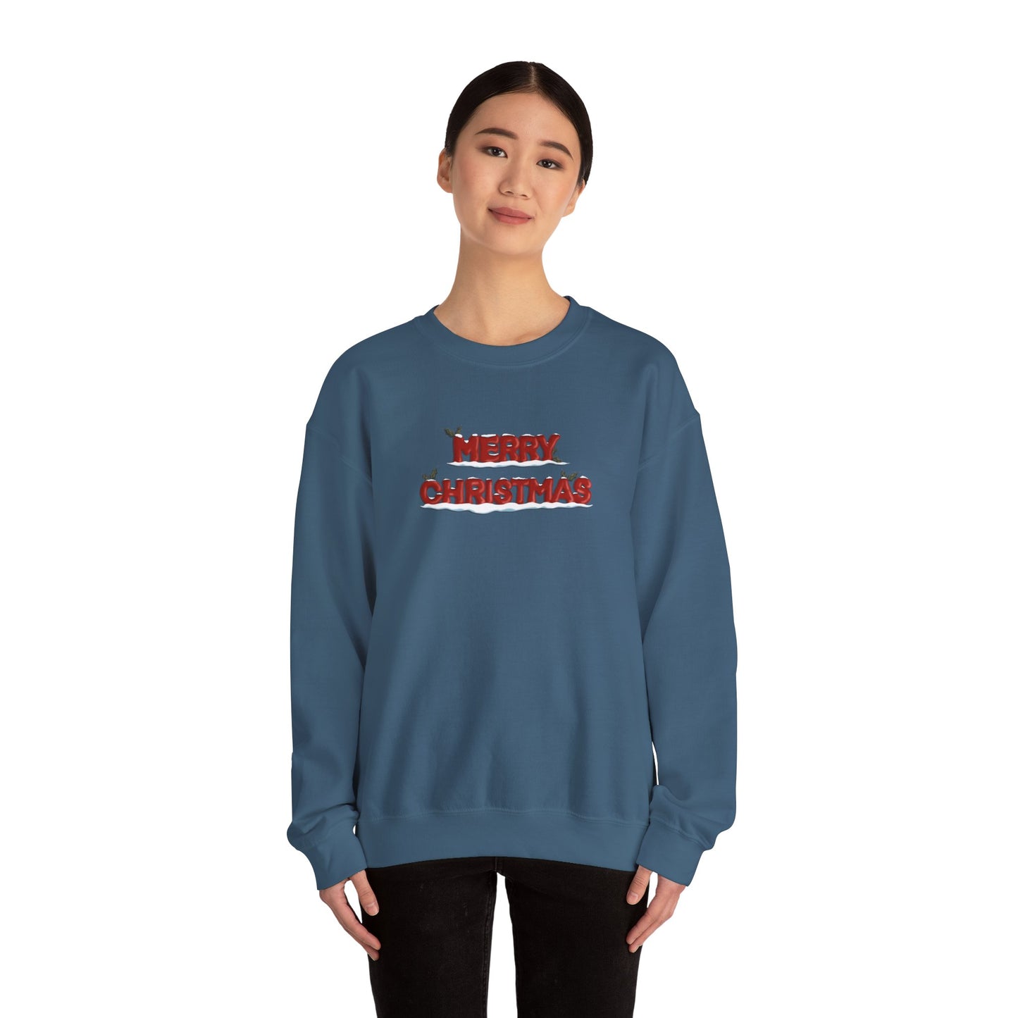 Merry Christmas with Snow and Holly - Unisex Sweatshirt