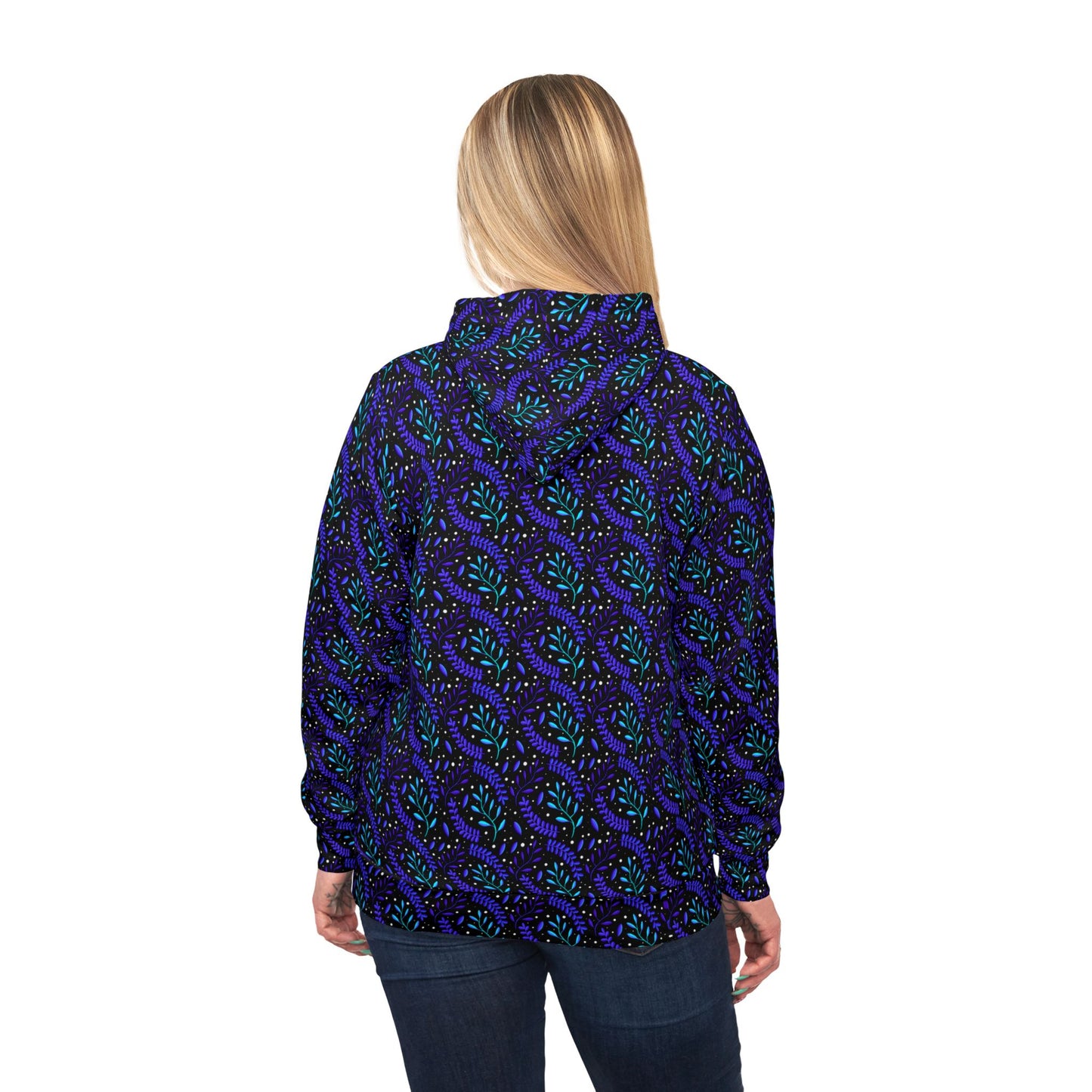 Cosmic Teal & Purple Forest Athletic Hoodie by Anndria