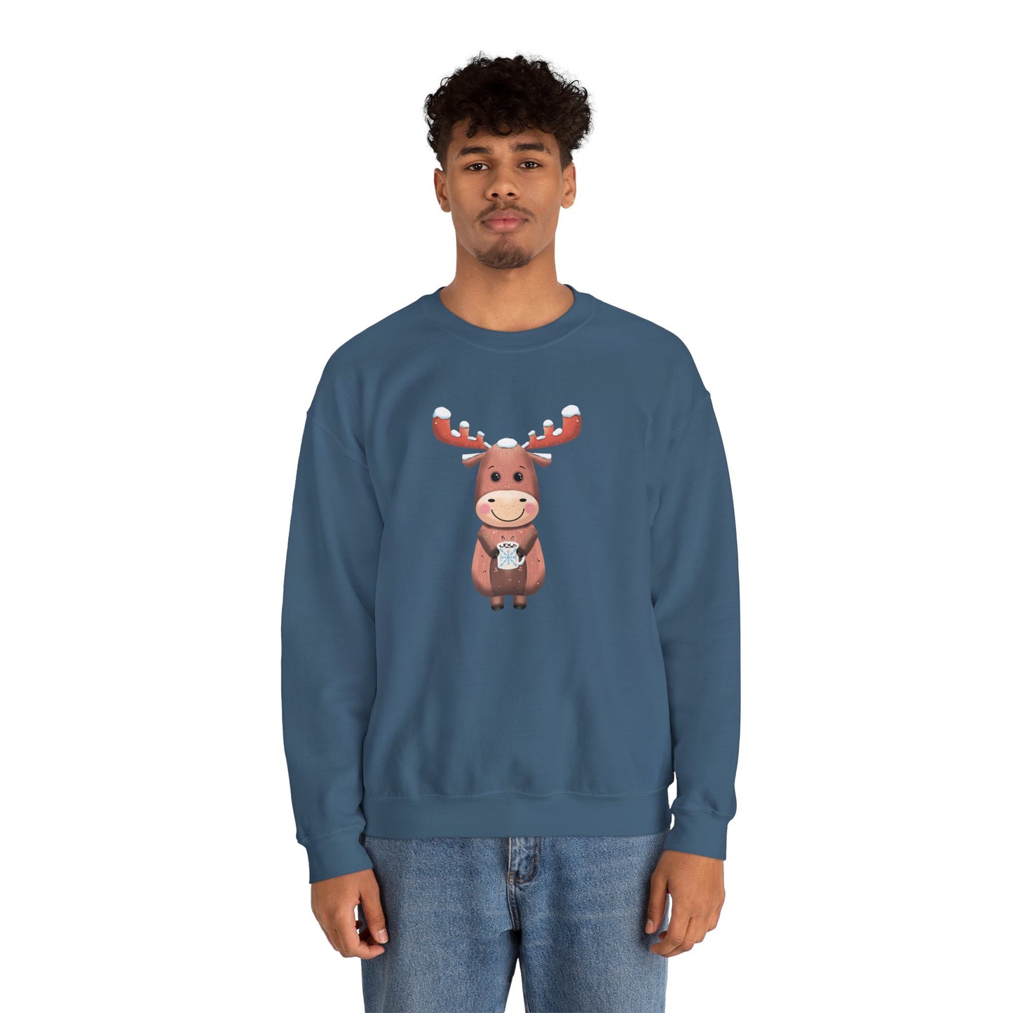 Moose Hot Chocolate Crewneck Sweatshirt by Anndria