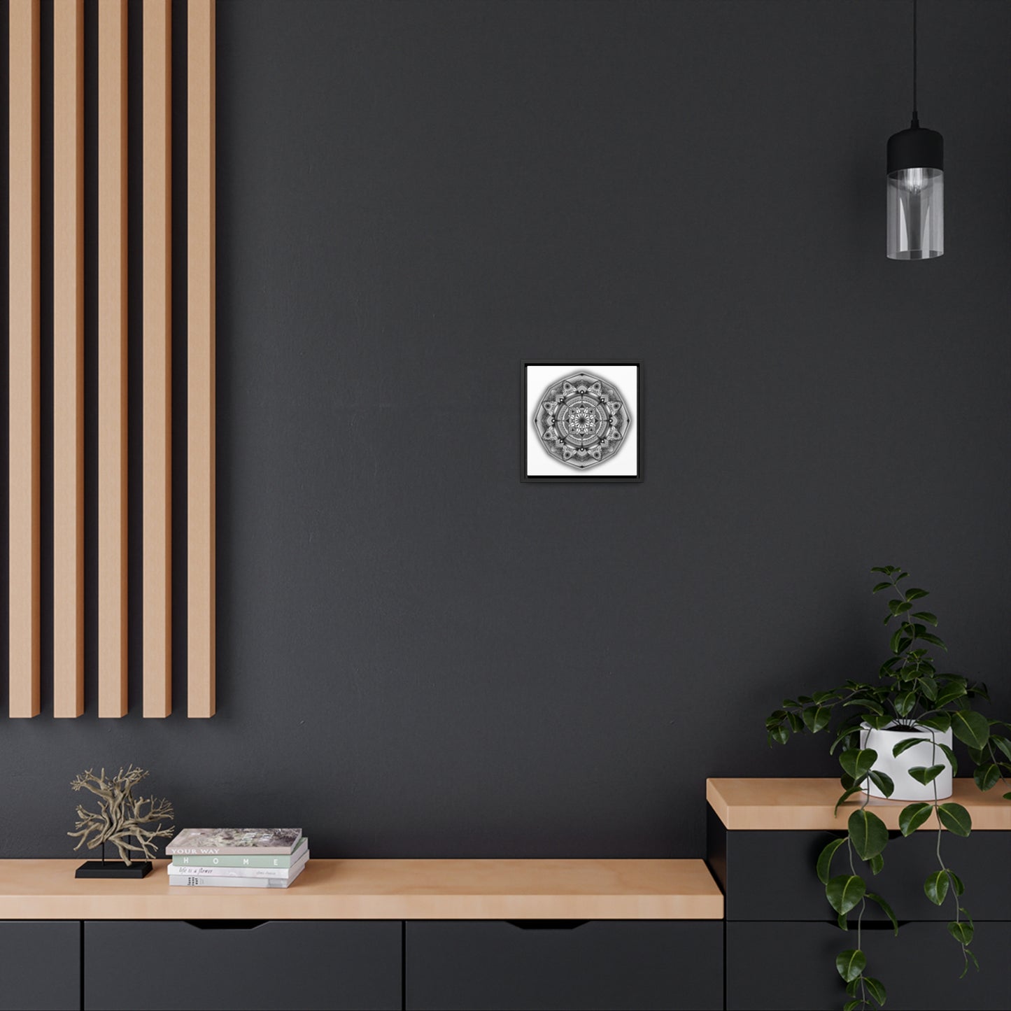 Square Frame Canvas Print, Black and White Mandala Artwork by Anndria, Gallery Wall Decor, Minimalist Home Decoration, Zen Meditation Gift,
