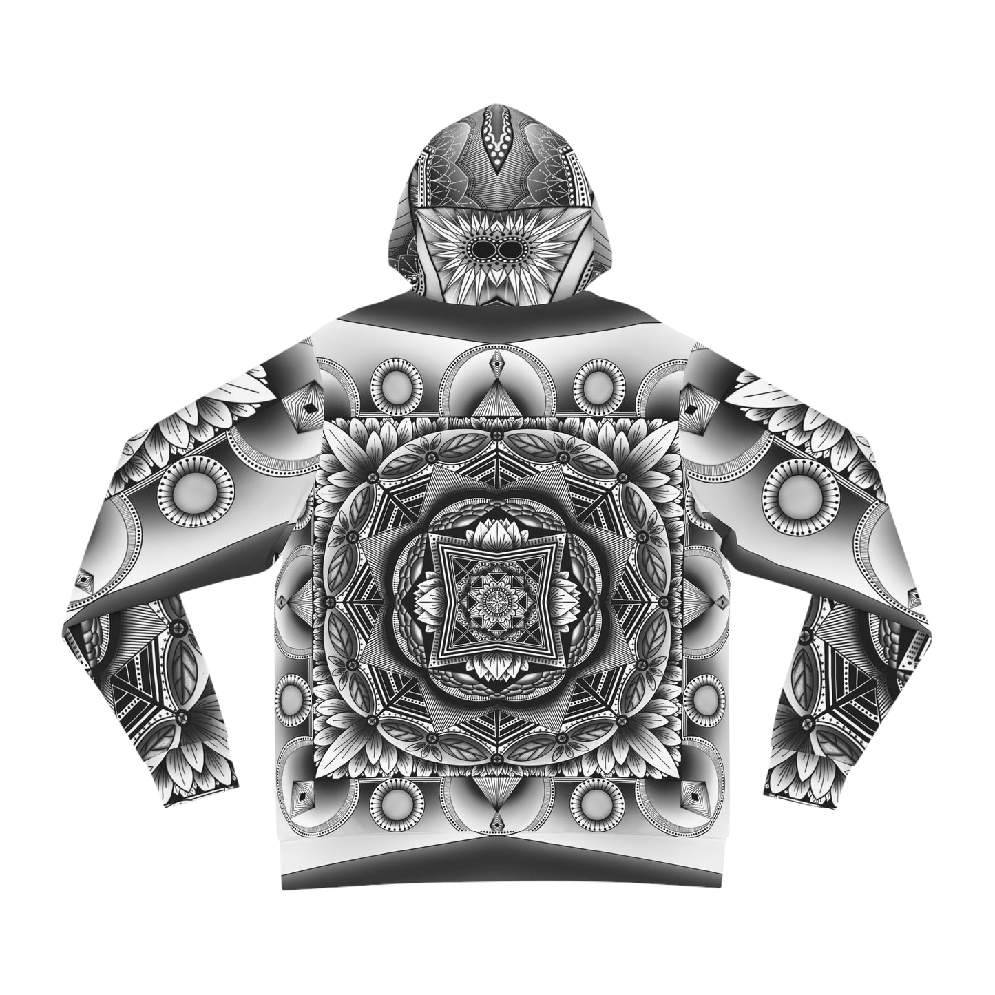Mandala Fashion Hoodie, Hand-Drawn Black and White Artwork, Anndria Design, Boho Chic Sweatshirt, Unique Hooded Top, Trendy Pullover, Cozy