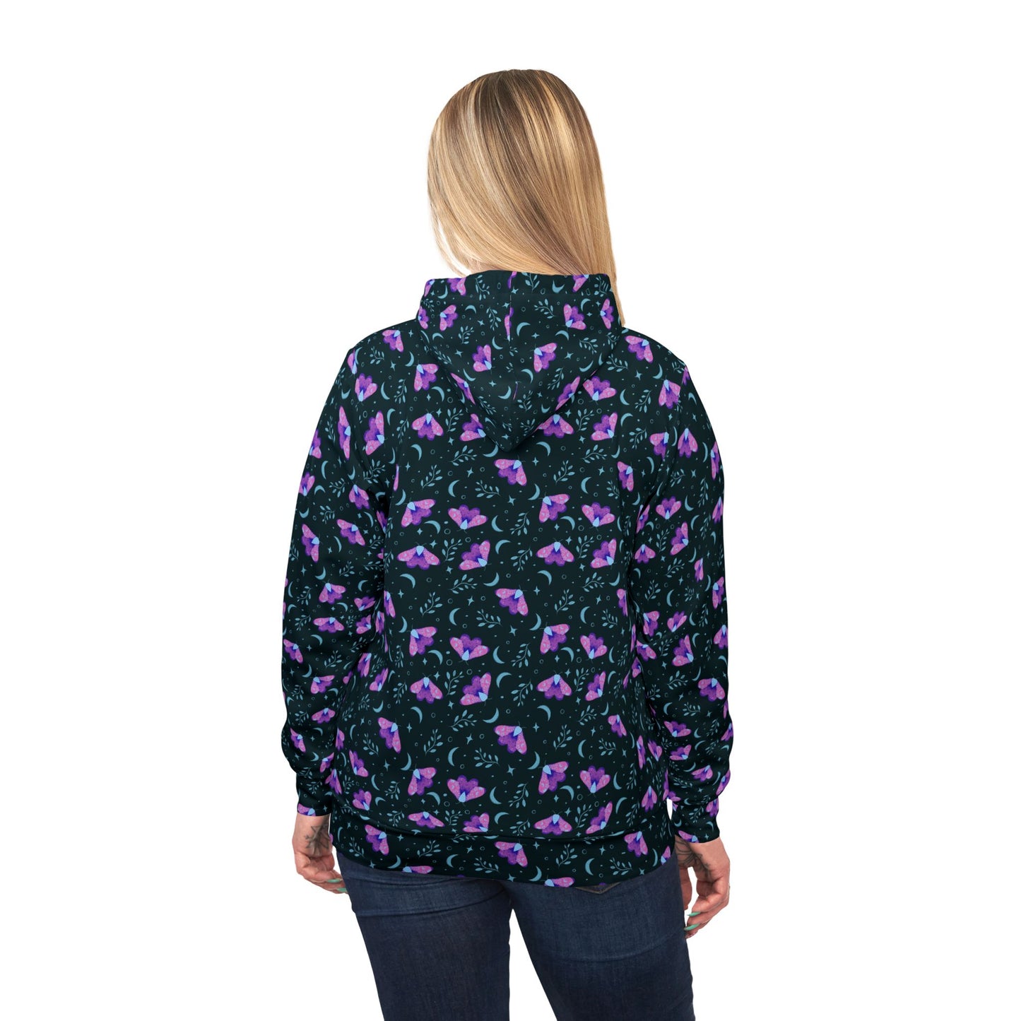 Witchy Moth Vibrant Athletic Hoodie by Anndria