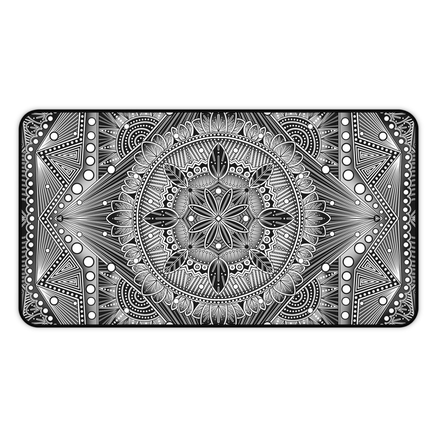 Desk Mat, Monochrome Mandala Design by Anndria, Unique Black and White Custom Work, Table Protector, Desk Pad, Office Decor, Mouse Pad