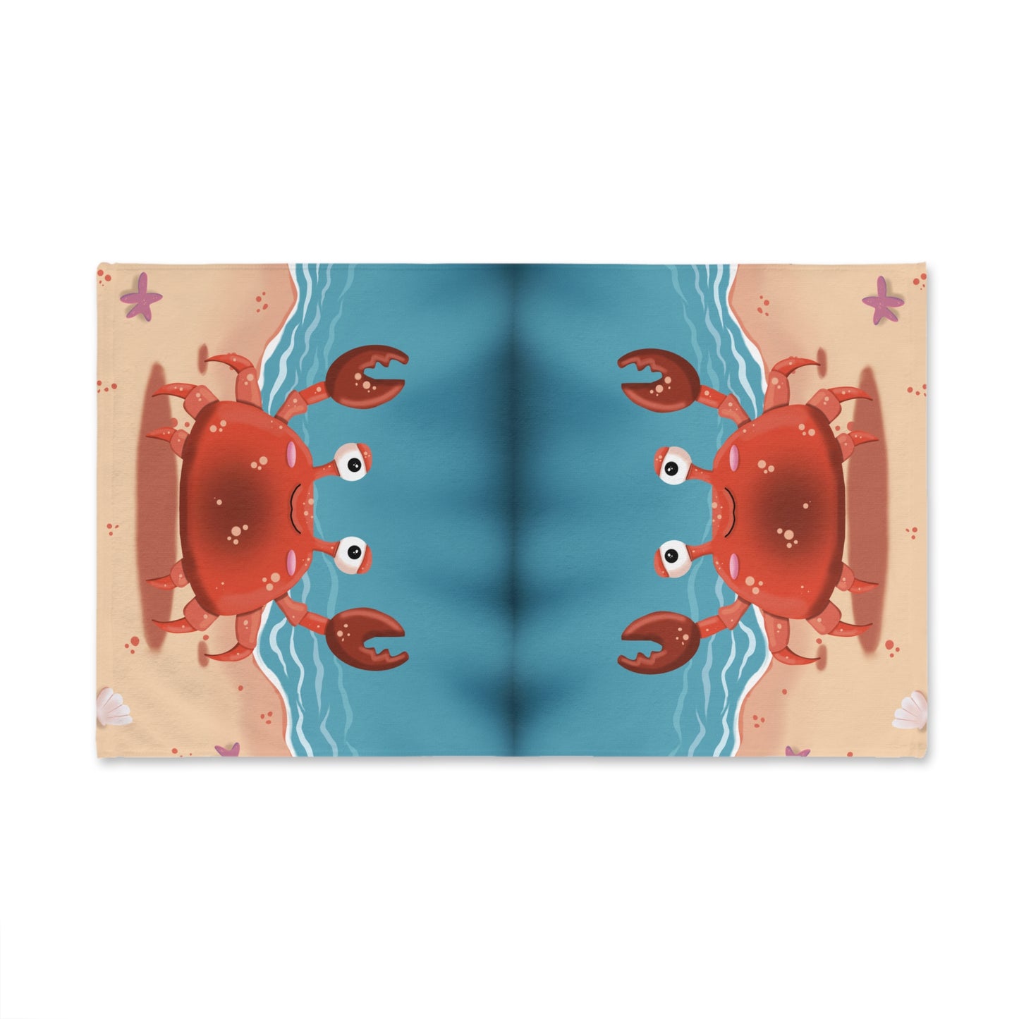 Cute Crab Beach Hand Towel - Fun Beach Decor - Beachside Pincher drawn by Anndria
