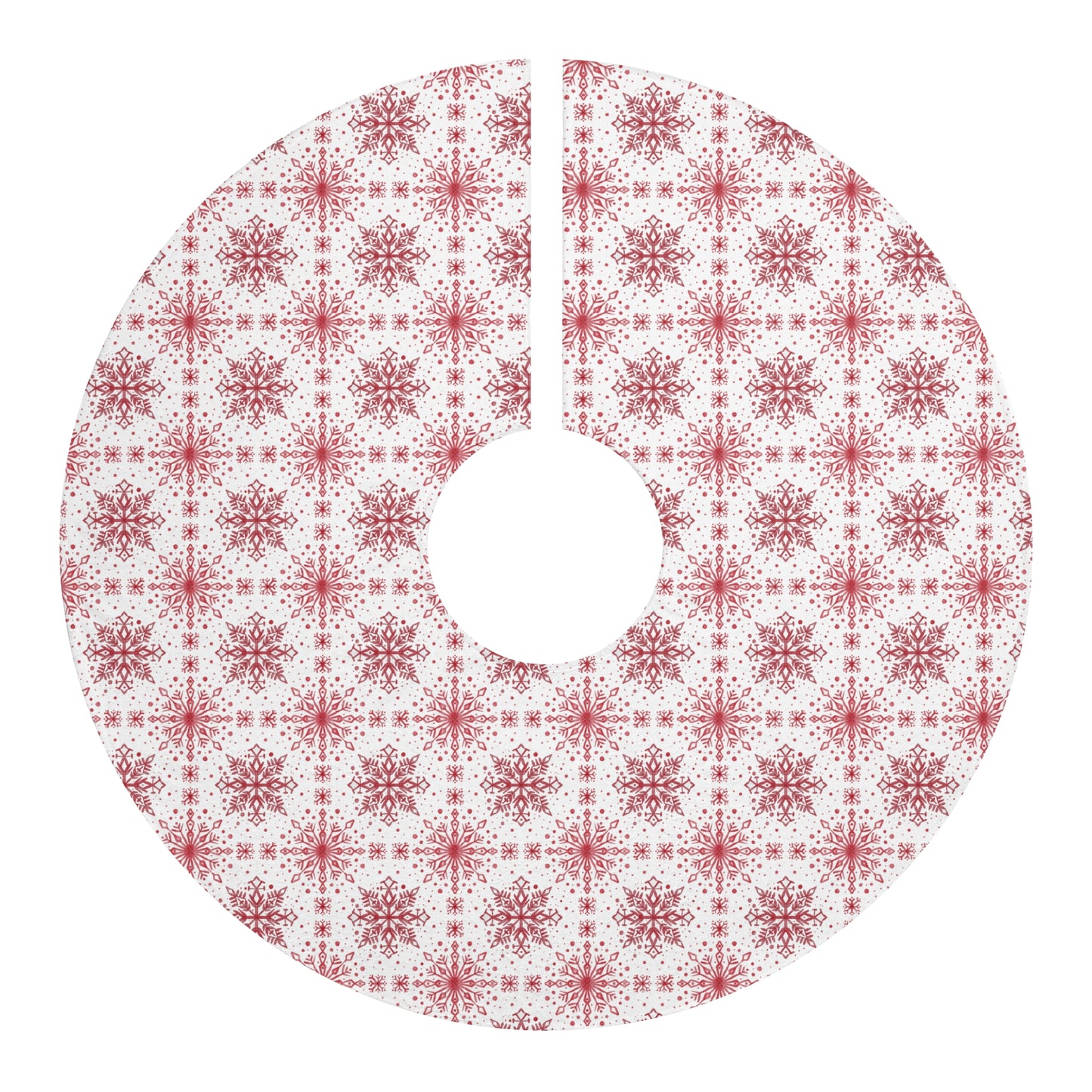 Tree Skirt - Watercolor Snowflake design by Anndria - Red and White