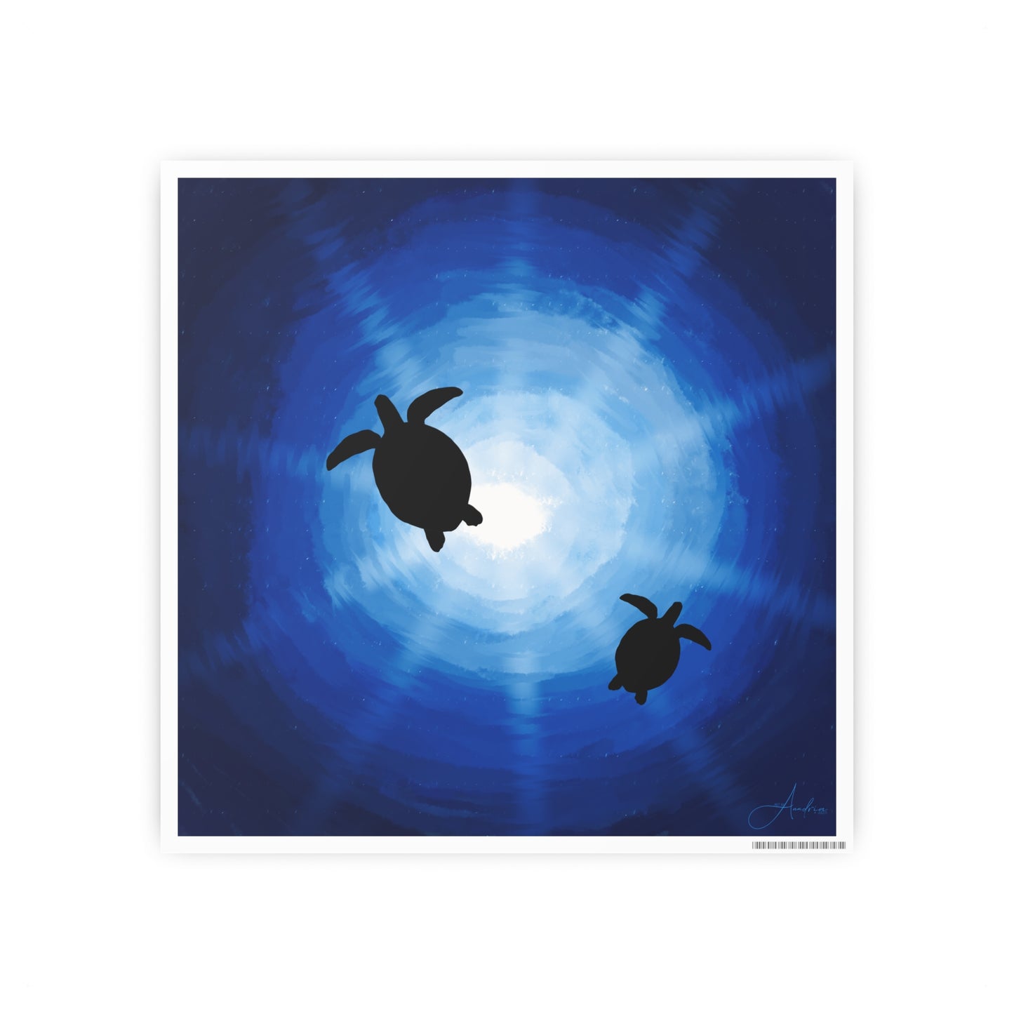 Ocean Turtles Photo Art Poster - Serene Sea Wall Decor Drawn by Anndria