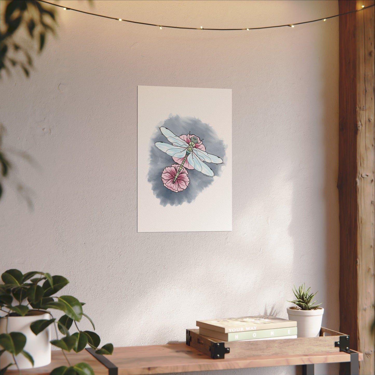 Matte Poster, Dragonfly Art Print, Textured Watercolor Wall Decor, Anndria Illustration, Unique Nature Art, Insect Drawing, Home Office