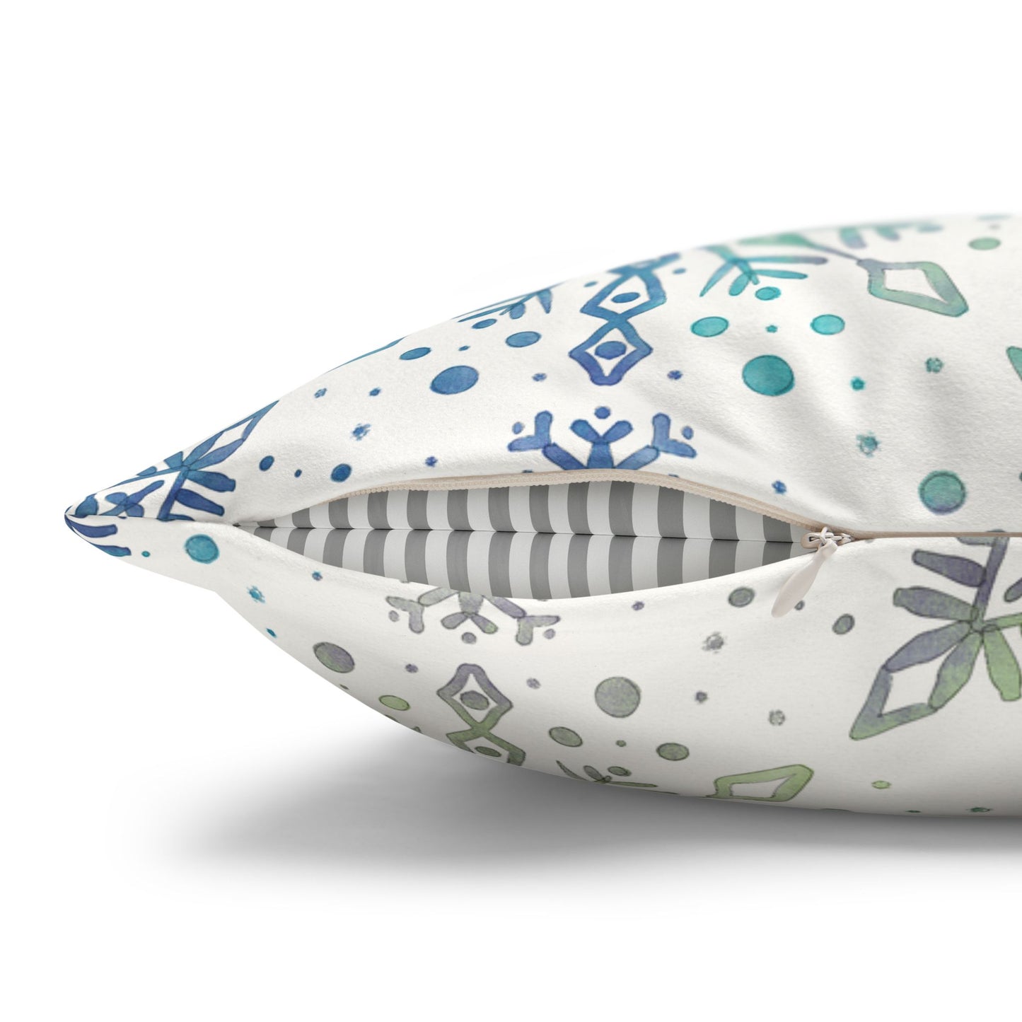 Pillowcase Watercolor Snowflake Design - Frosty teal, purple and green