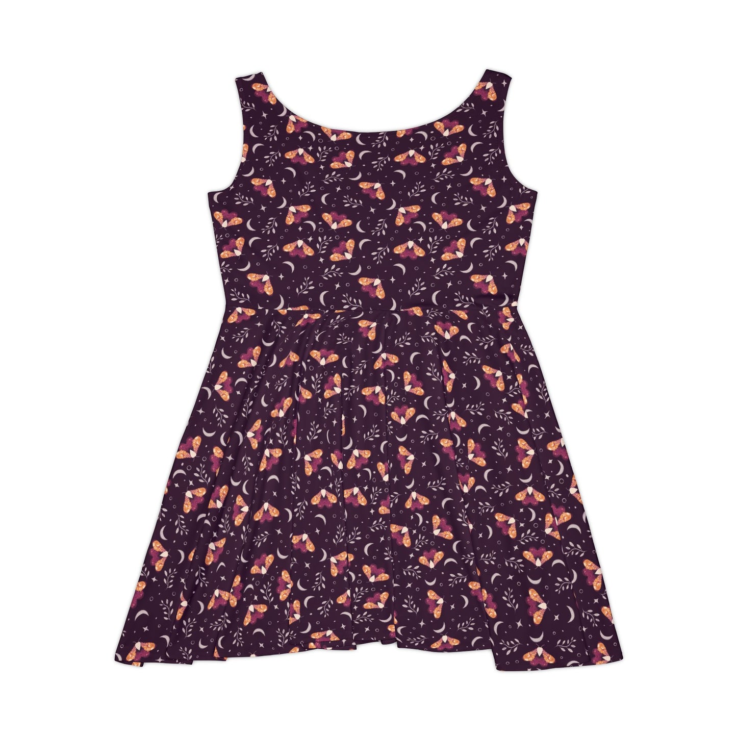 Moth Orange Skater Dress - Witchy Aesthetic Design by Anndria