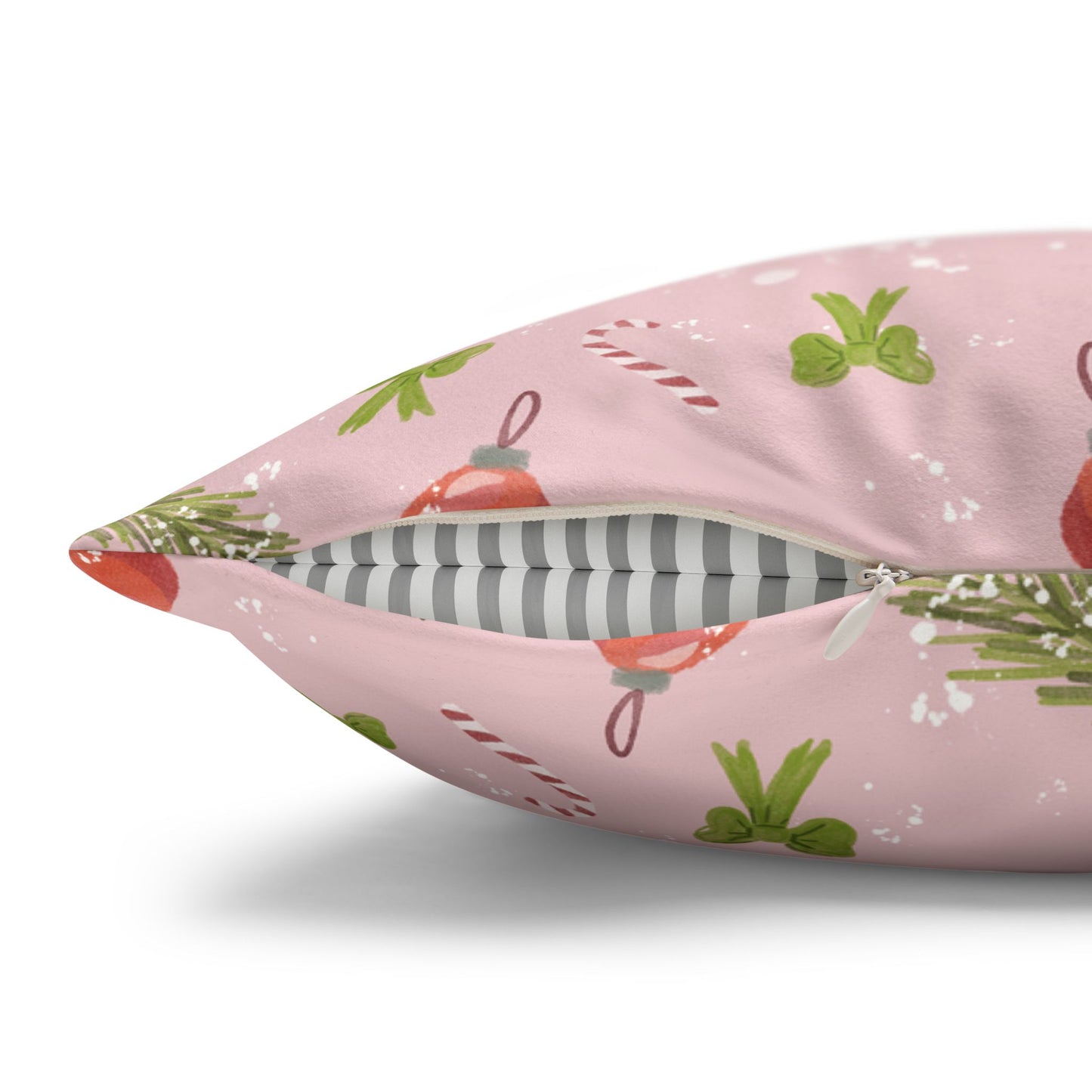 Pillowcase Watercolor Christmas Trim Pattern - Pink