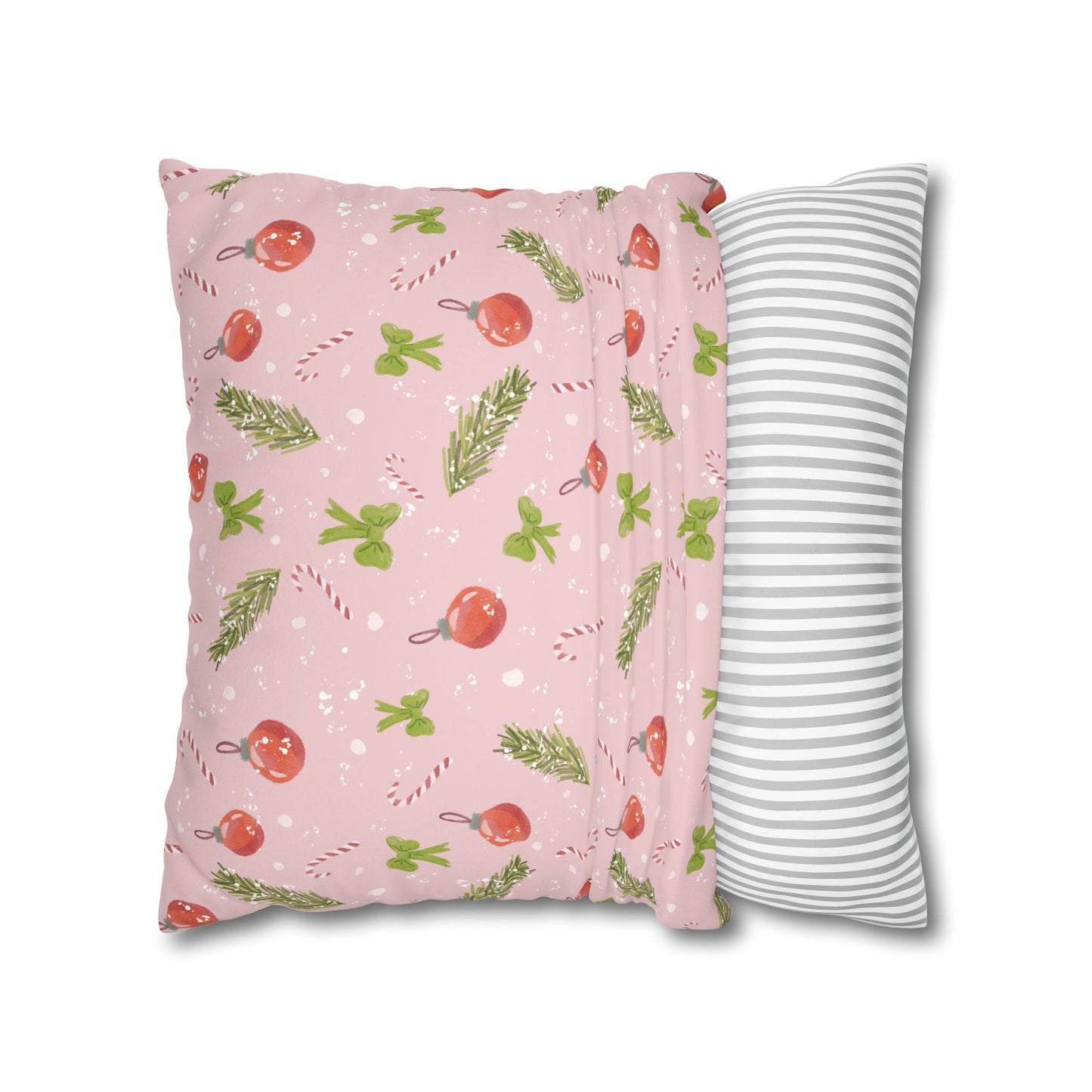 Pillowcase Watercolor Christmas Trim Pattern - Pink
