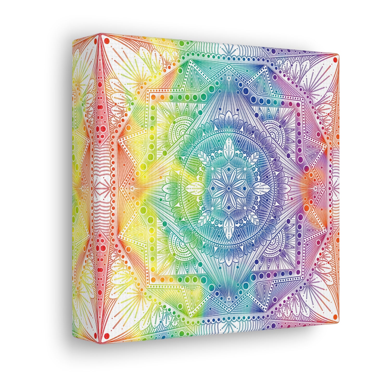 Canvas Wall Art, Rainbow Holographic Psychedelic Mandala by Anndria, Home Decor, Wall Decor, Art Print, Boho Wall Hanging, Hippie Wall