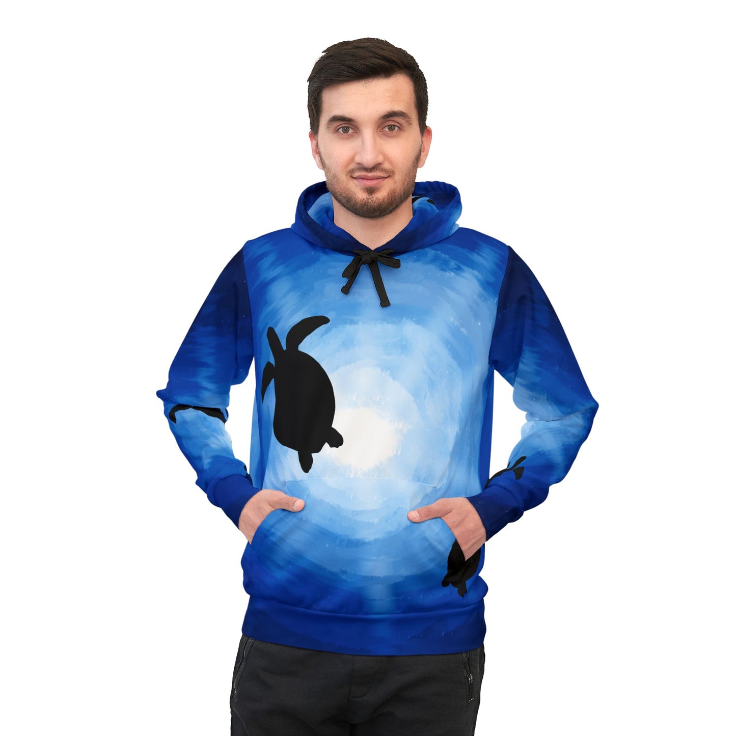 Ocean Blue Turtle Athletic Hoodie - Stylish and Comfortable Activewear