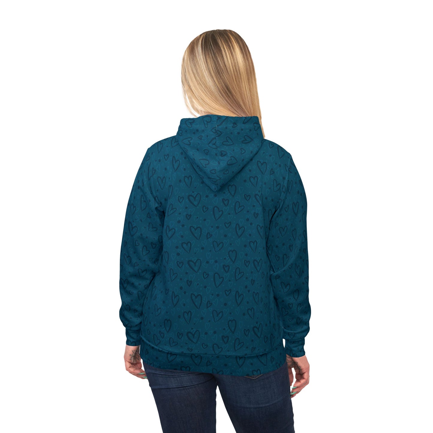 Teal Hearts Athletic Hoodie - Designed by Anndria