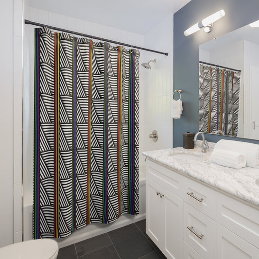 Modern Geometric Shower Curtain - Colorful Striped Pride Pattern