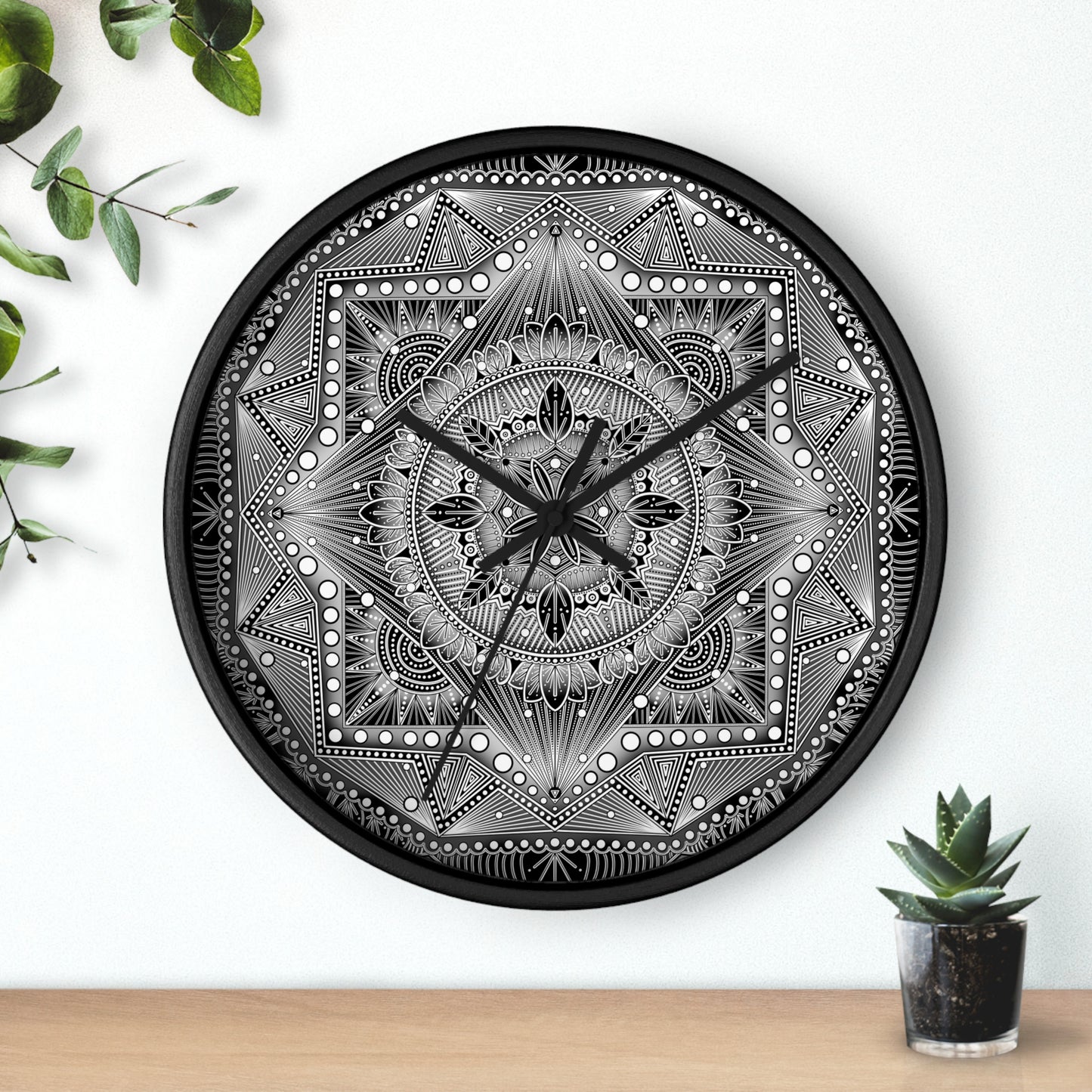 Mandala Wall Clock, Black and White Boho Home Decor, Unique Mandala Artwork, Modern Wall Clock, Mandala Design Decor, Mandala Clock