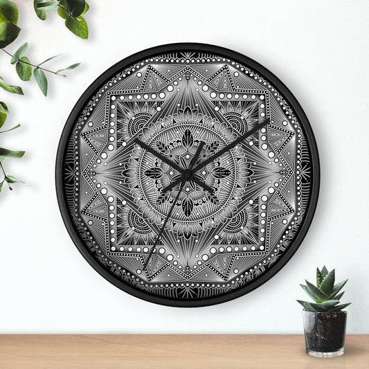Mandala Wall Clock, Black and White Boho Home Decor, Unique Mandala Artwork, Modern Wall Clock, Mandala Design Decor, Mandala Clock