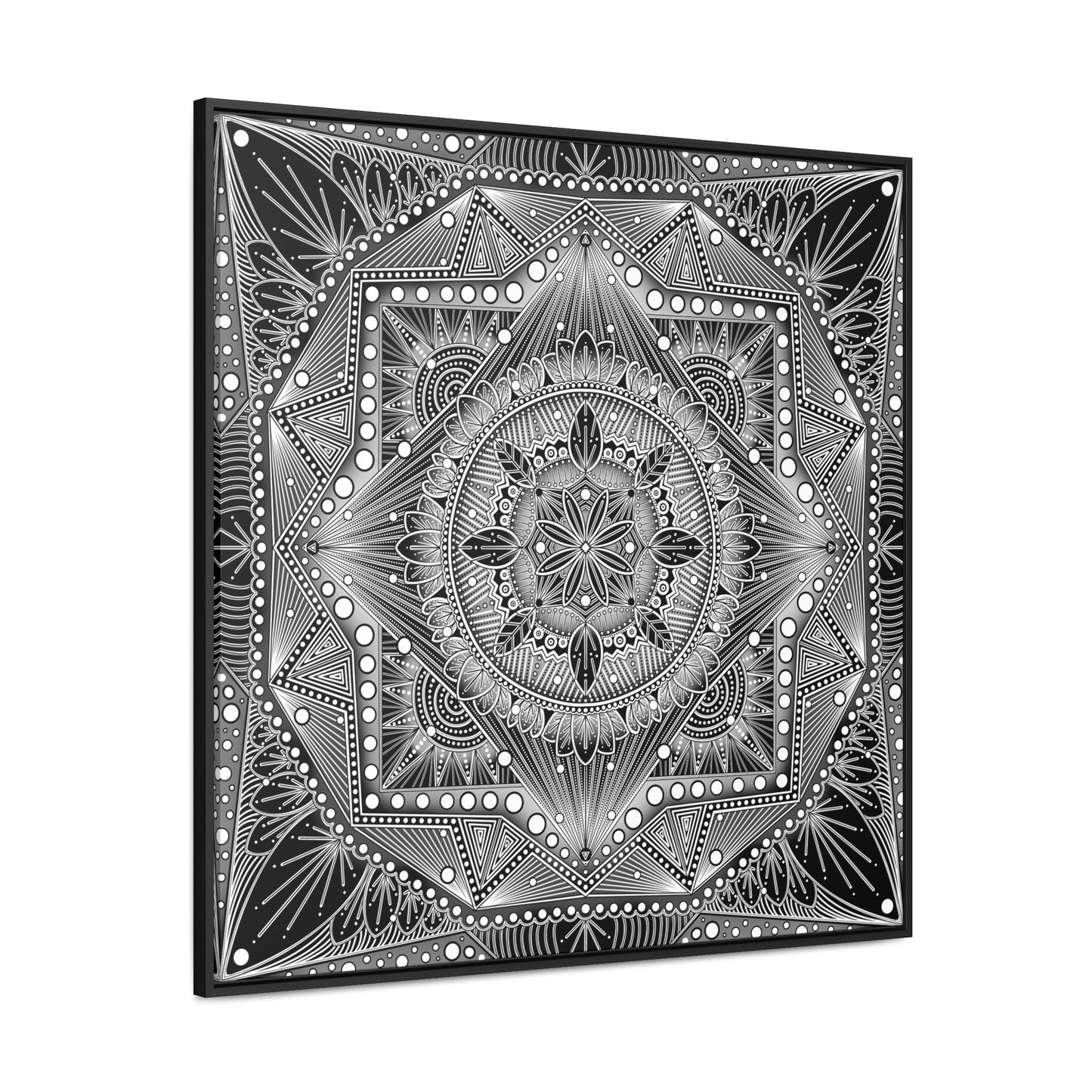 Square Frame Canvas Print, Black and White Mandala Artwork by Anndria, Gallery Wall Decor, Minimalist Home Decoration, Zen Meditation Gift,