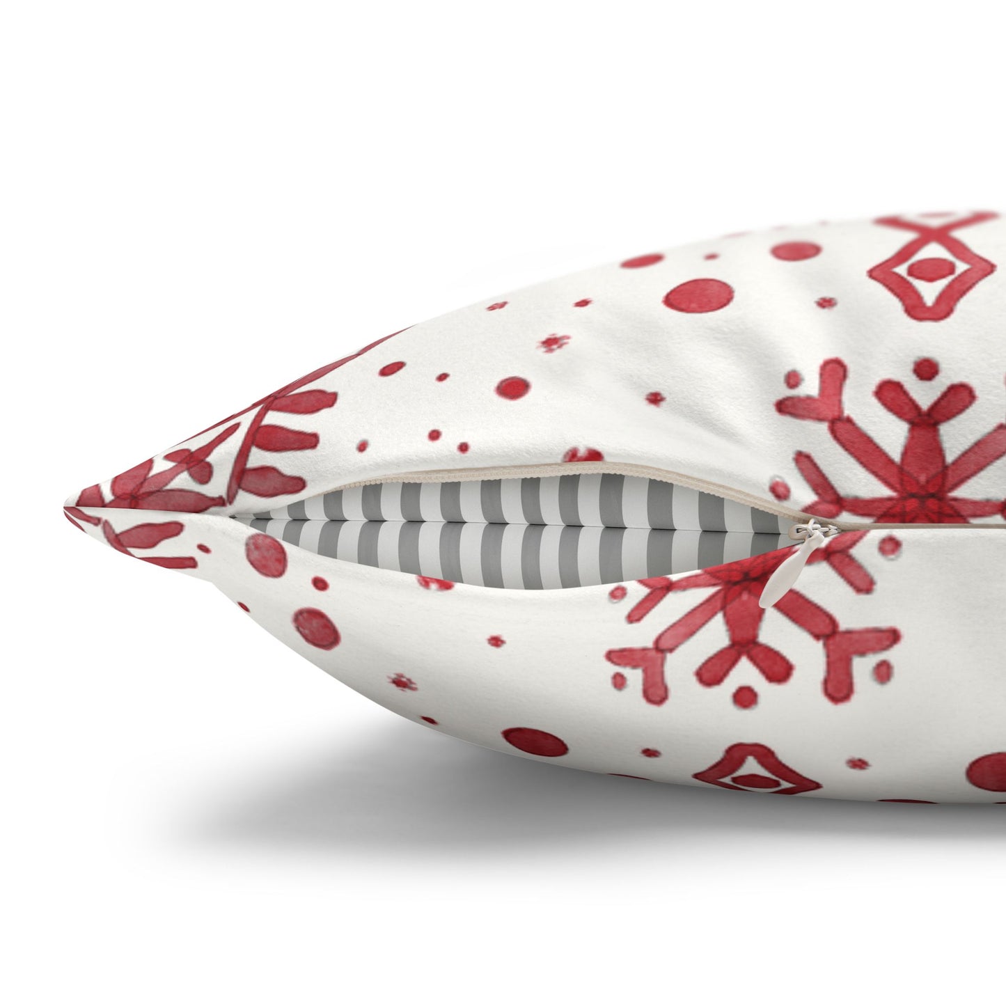Pillowcase Watercolor Snowflake Design - Red and White