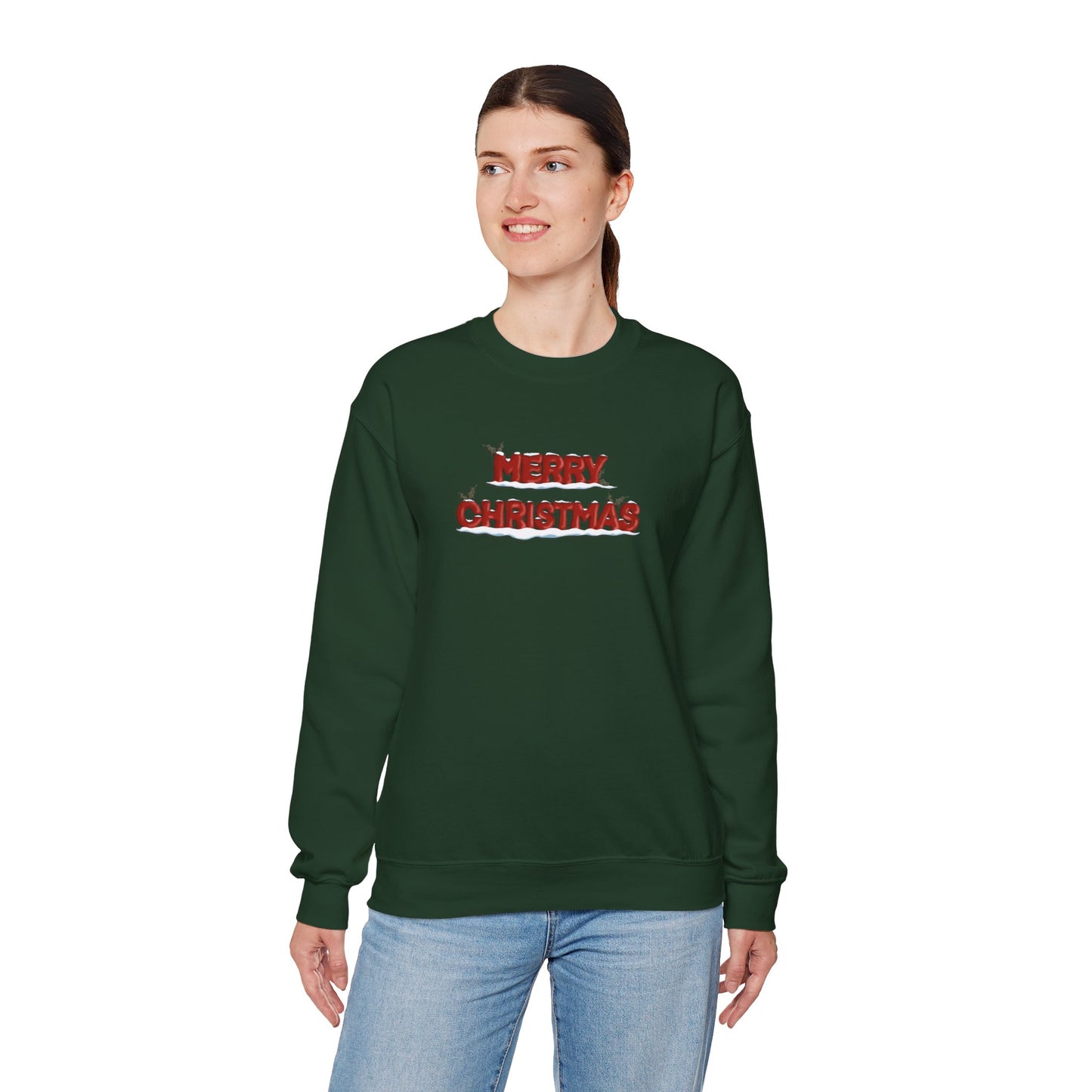 Merry Christmas with Snow and Holly - Unisex Sweatshirt