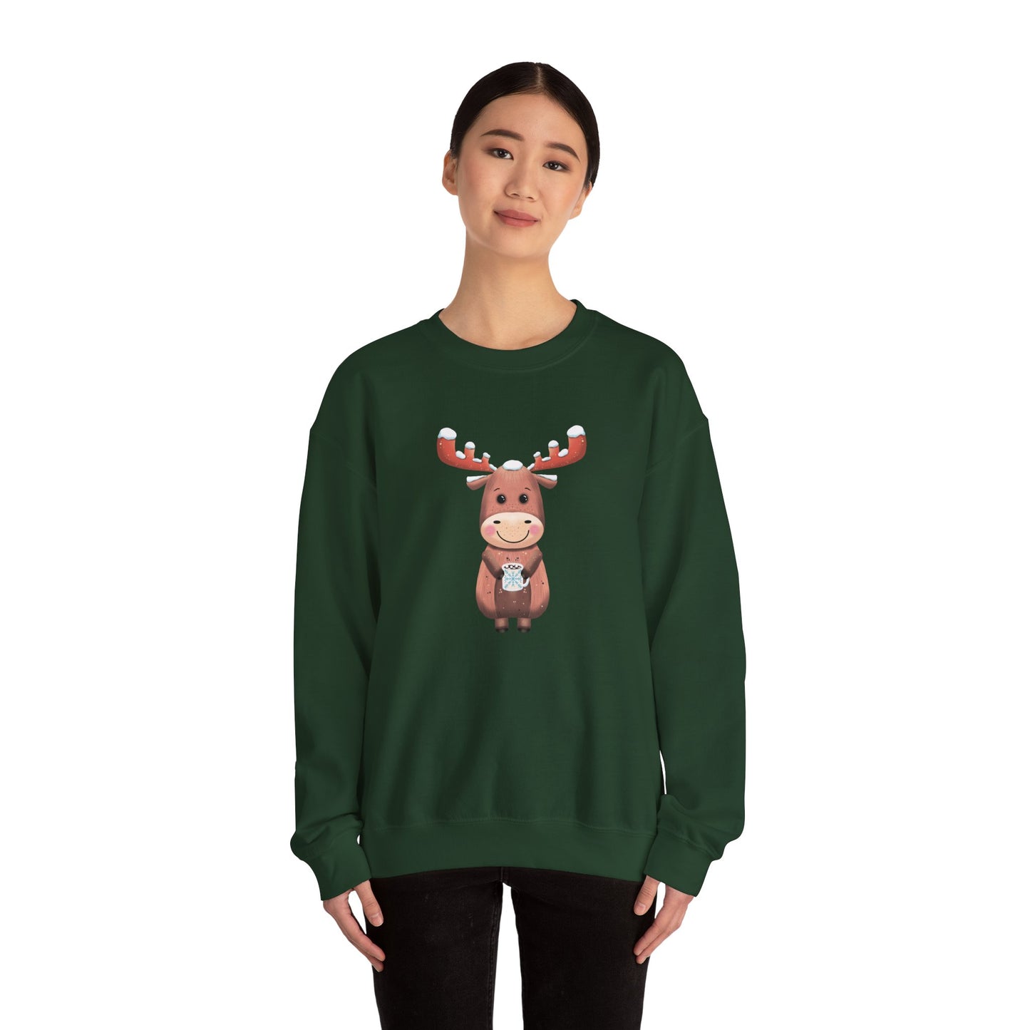 Moose Hot Chocolate Crewneck Sweatshirt by Anndria