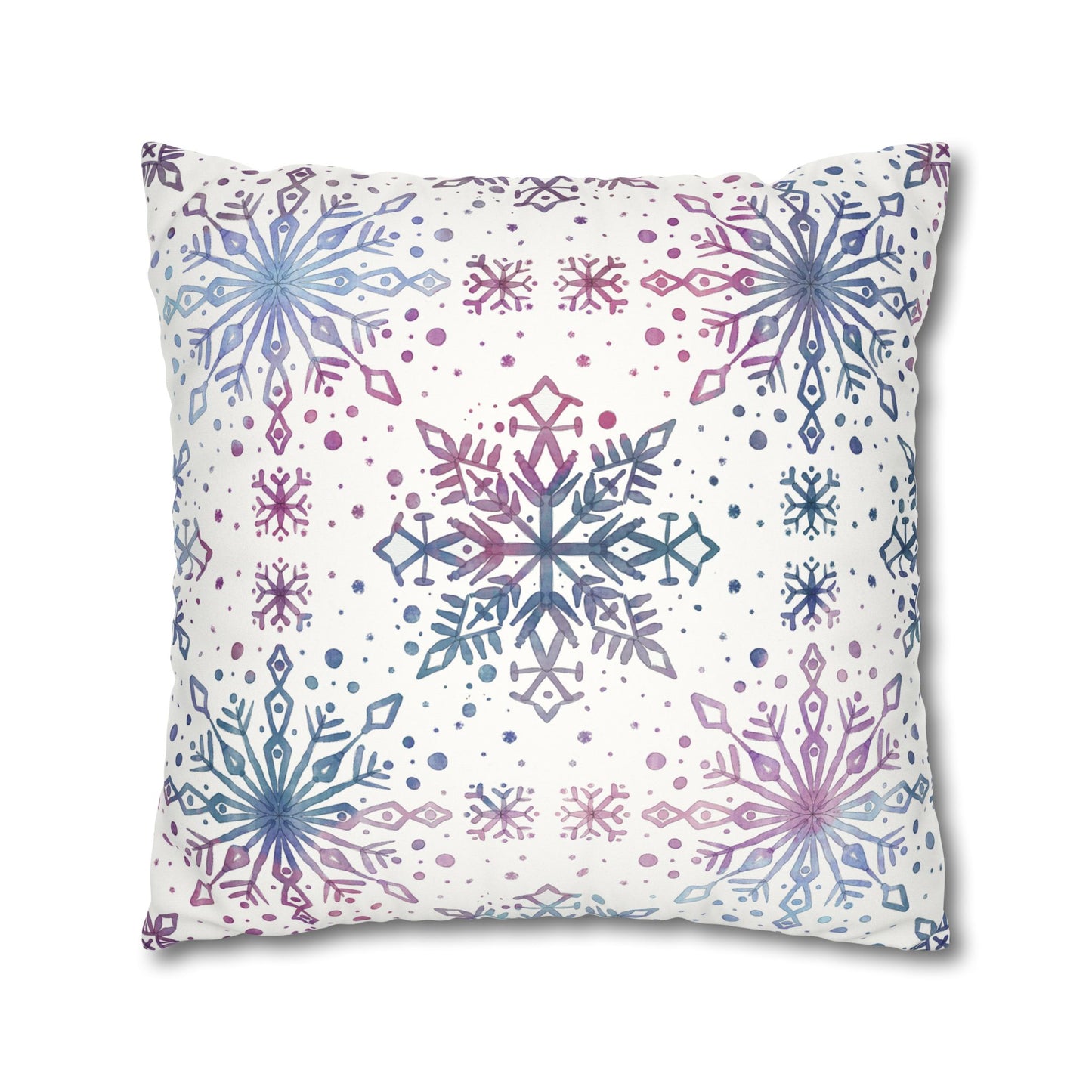 Pillowcase Watercolor Snowflake Design - Blue, Pink and Purple