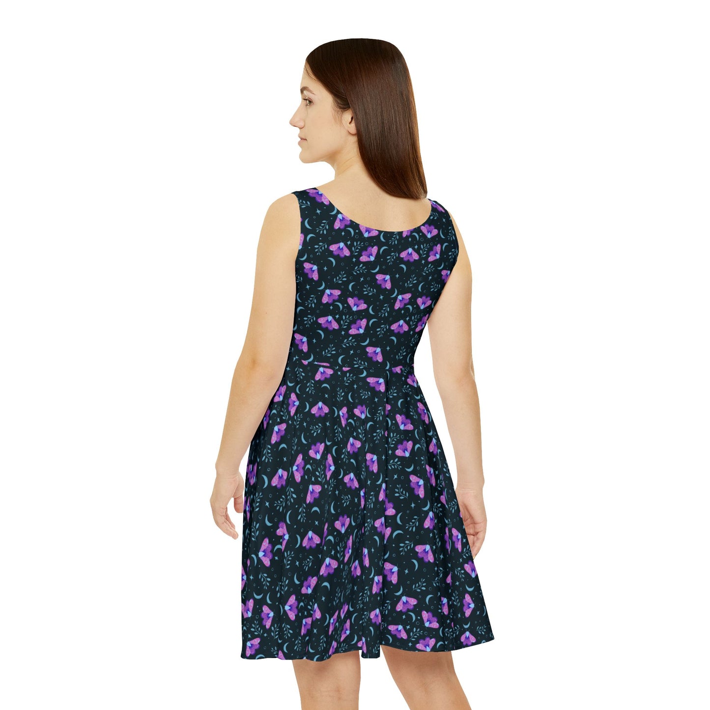Moth Vibrant Skater Dress - Witchy Aesthetic Design by Anndria