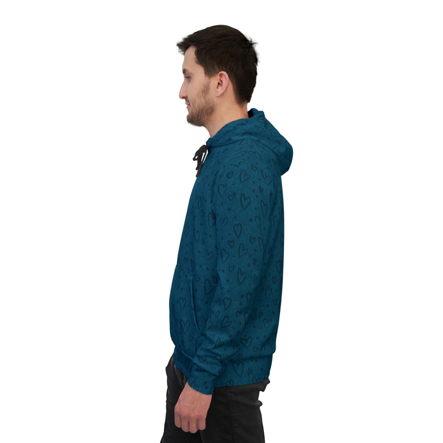 Teal Hearts Athletic Hoodie - Designed by Anndria