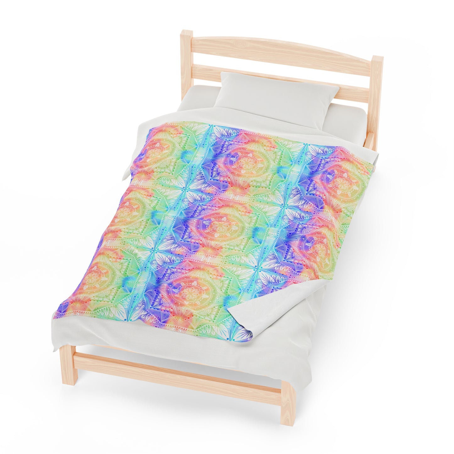 Velveteen Plush Blanket - Celestial Kaleidoscope Mandala Style Artwork by Anndria