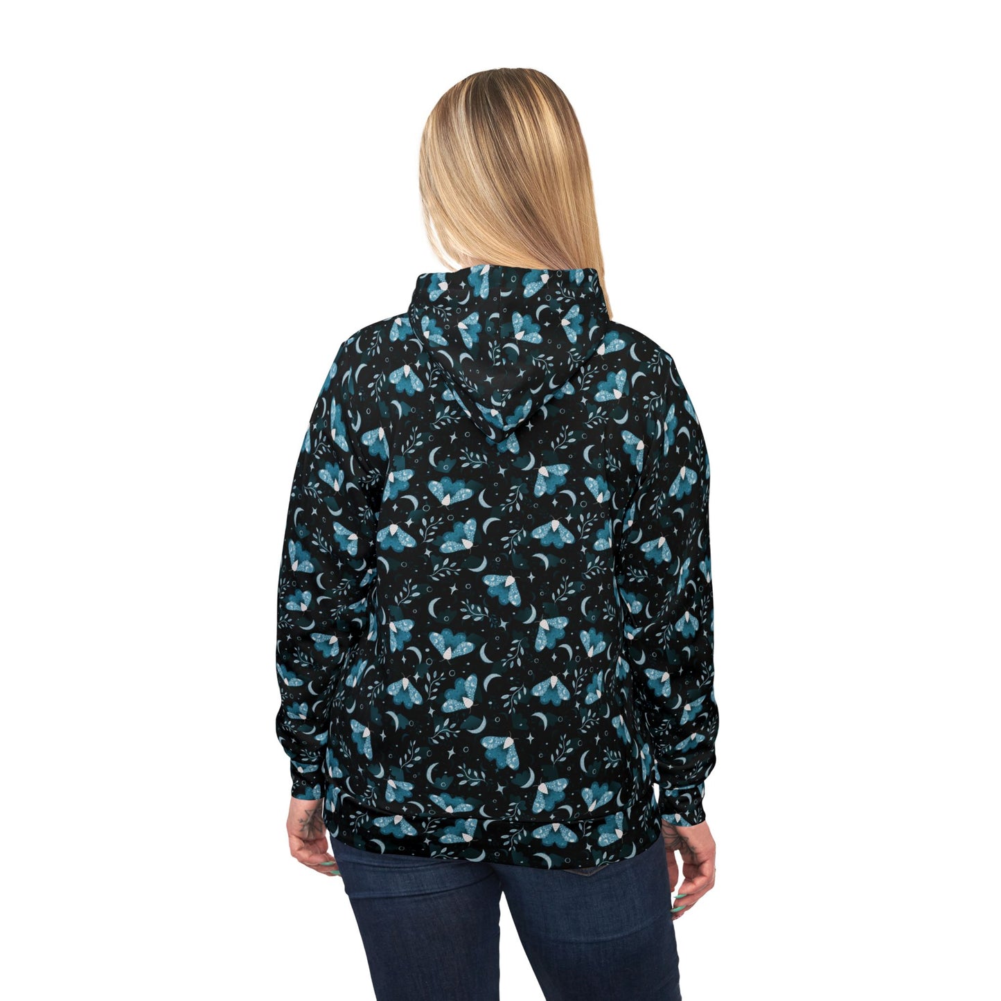 Witchy Moth Teal Athletic Hoodie by Anndria