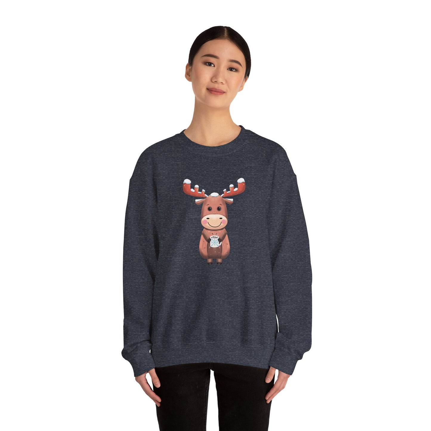 Moose Hot Chocolate Crewneck Sweatshirt by Anndria